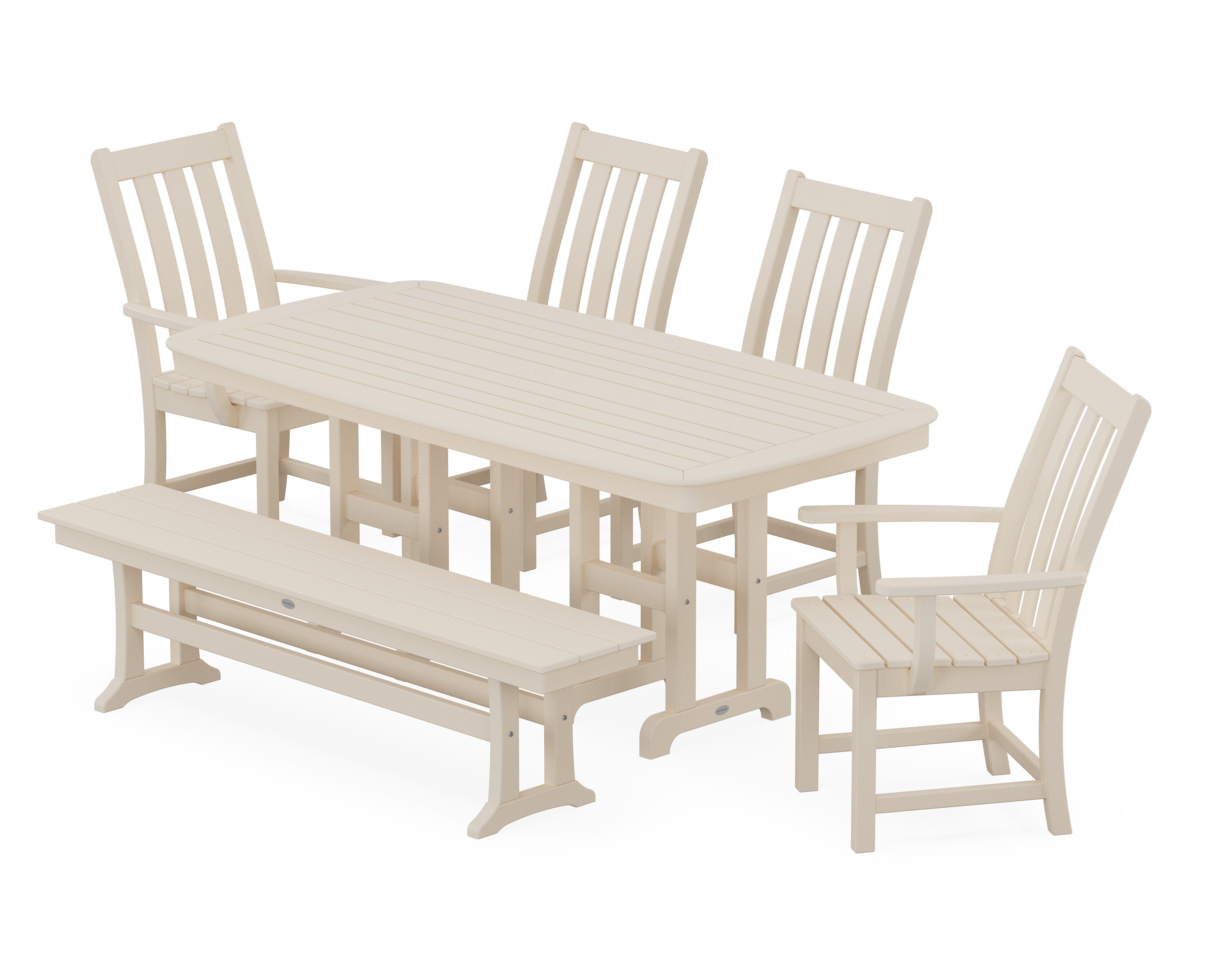 Vineyard 6-Piece Dining Set with Bench in Sand