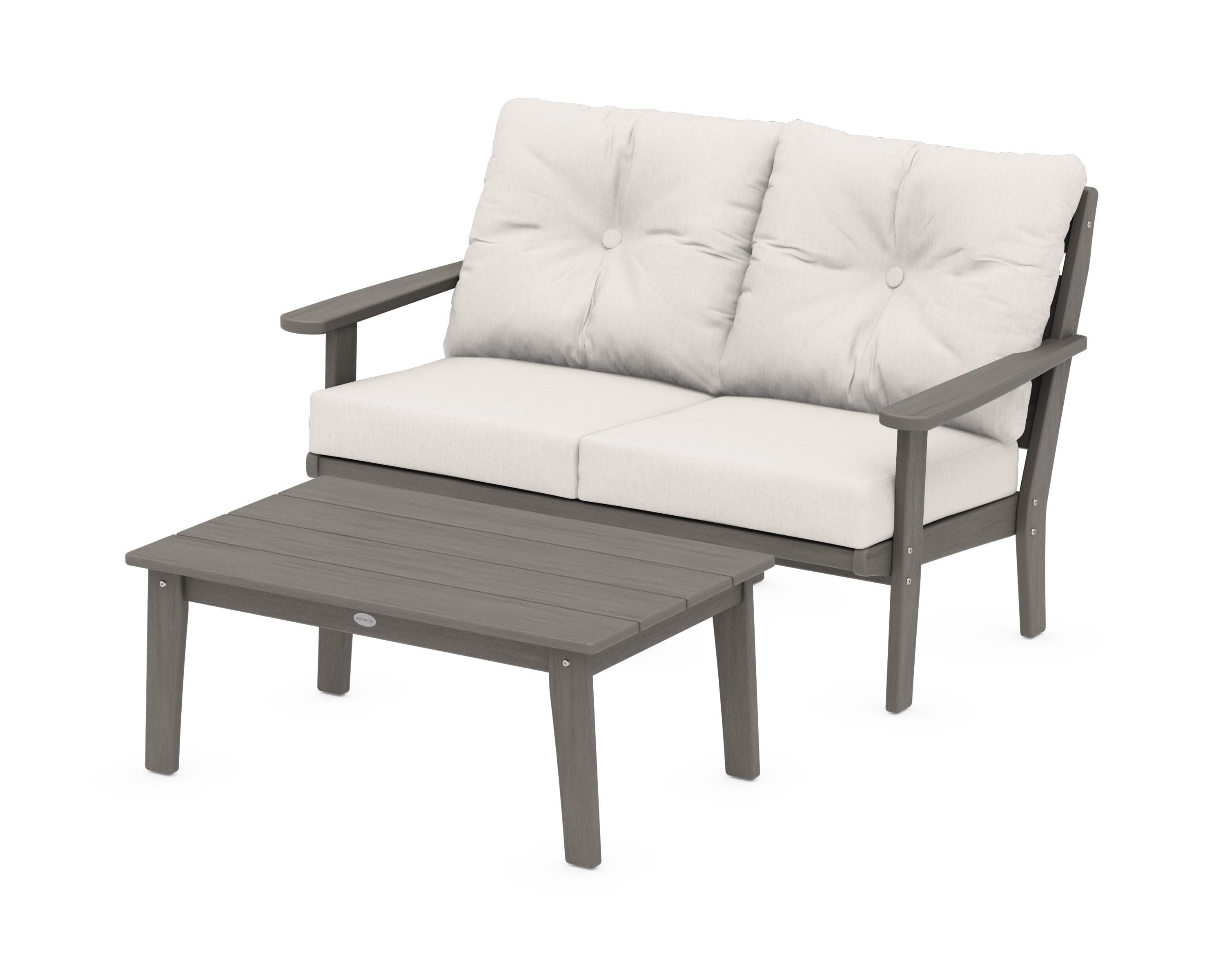 Lakeside 2-Piece Lounge Loveseat Set in Driftwood / Cast Ash