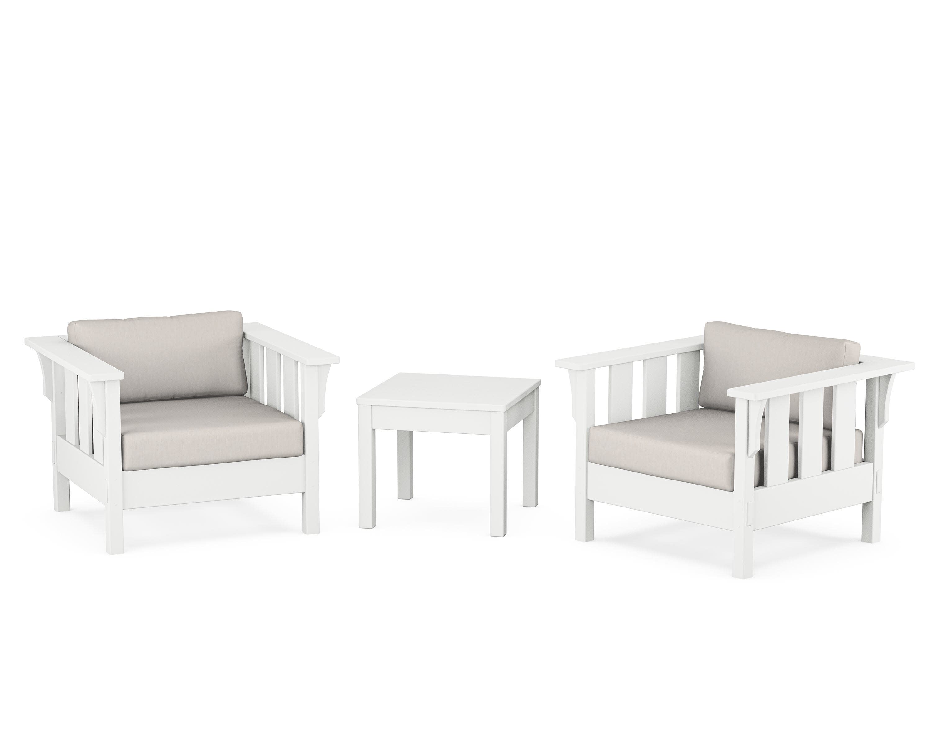 Acadia 3-Piece Deep Seating Set in White / Cast Ash