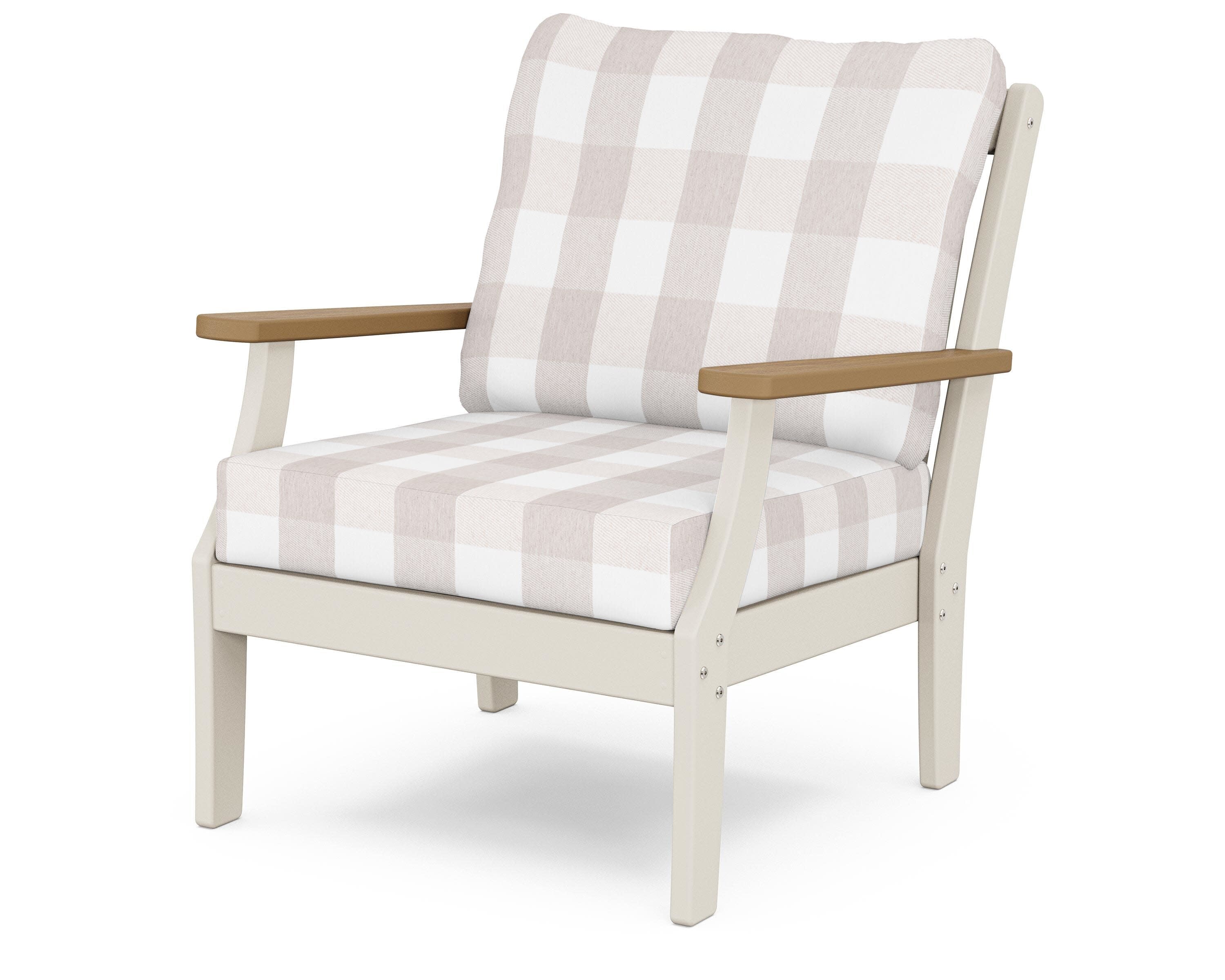 Braxton Deep Seating Chair in Sand / Natural / Buffalo Plaid Dune Burlap