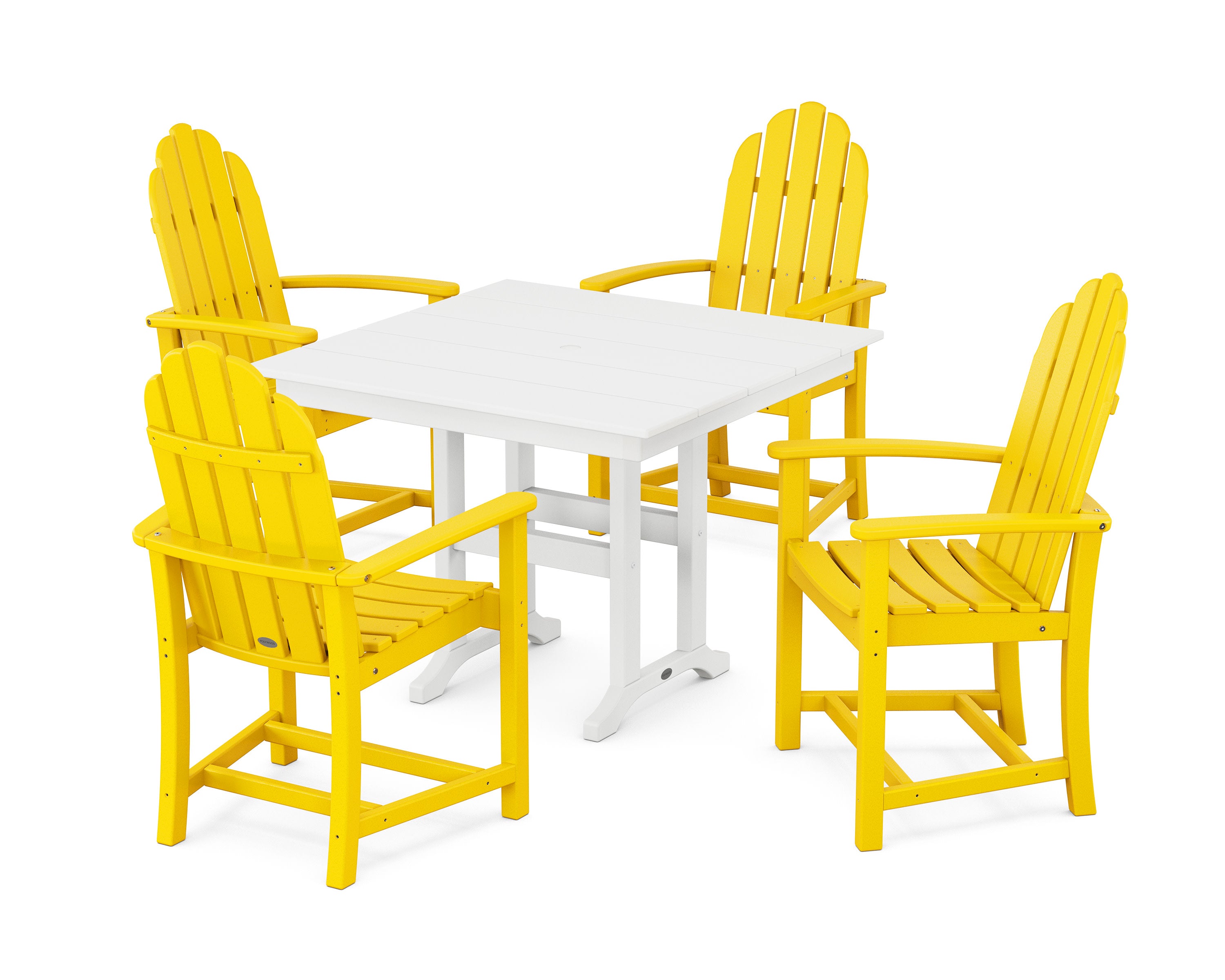 Classic Adirondack 5-Piece Farmhouse Dining Set in Lemon / White