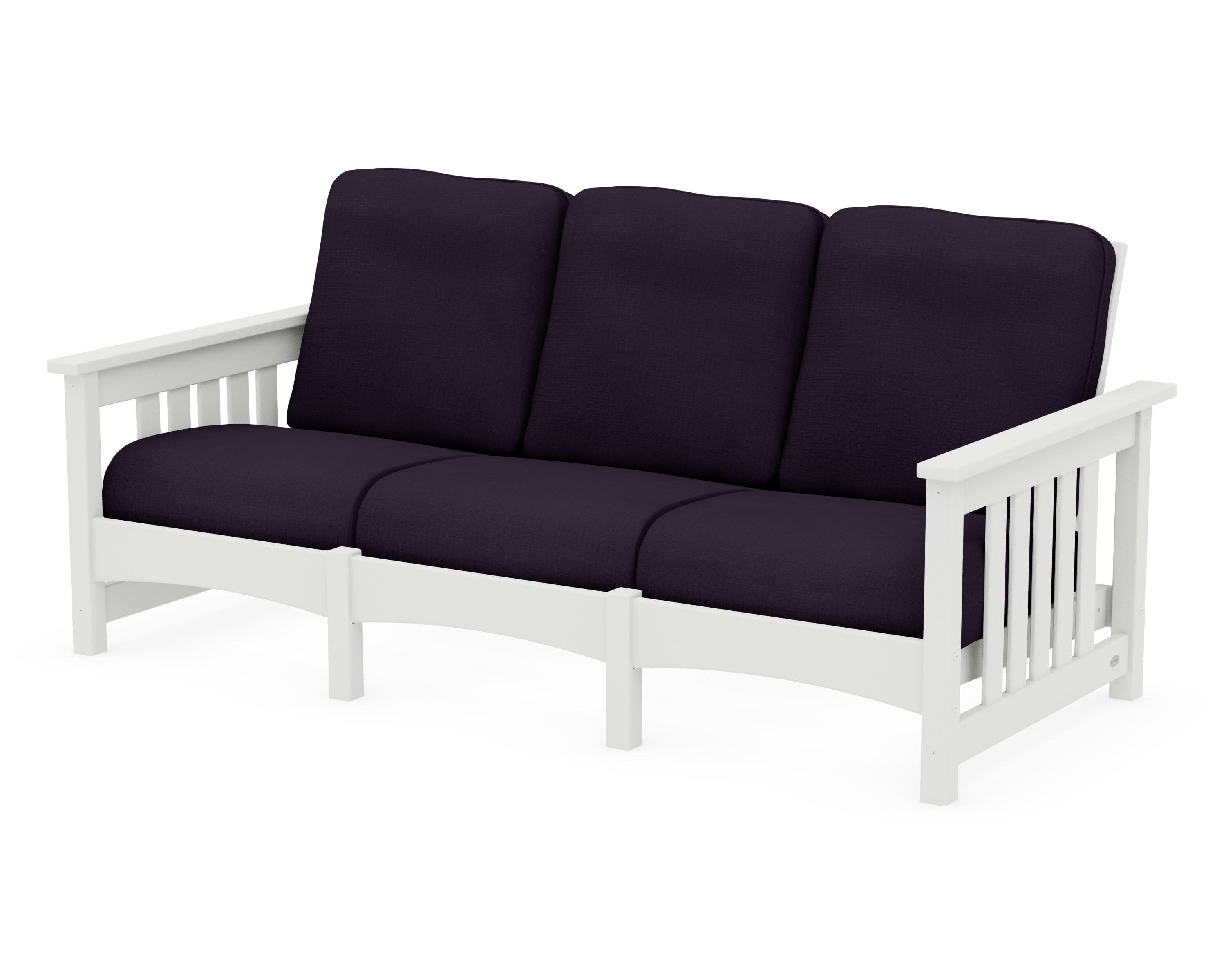 Club Mission Sofa in Vintage White / Navy Linen
