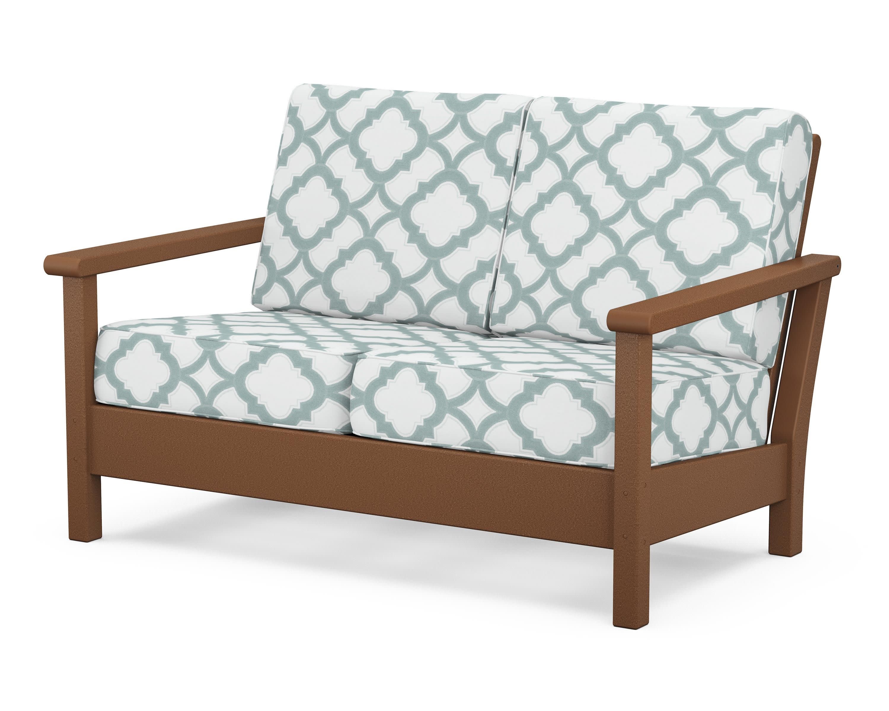 Harbour Deep Seating Loveseat in Teak / Trellis Glacier Spa
