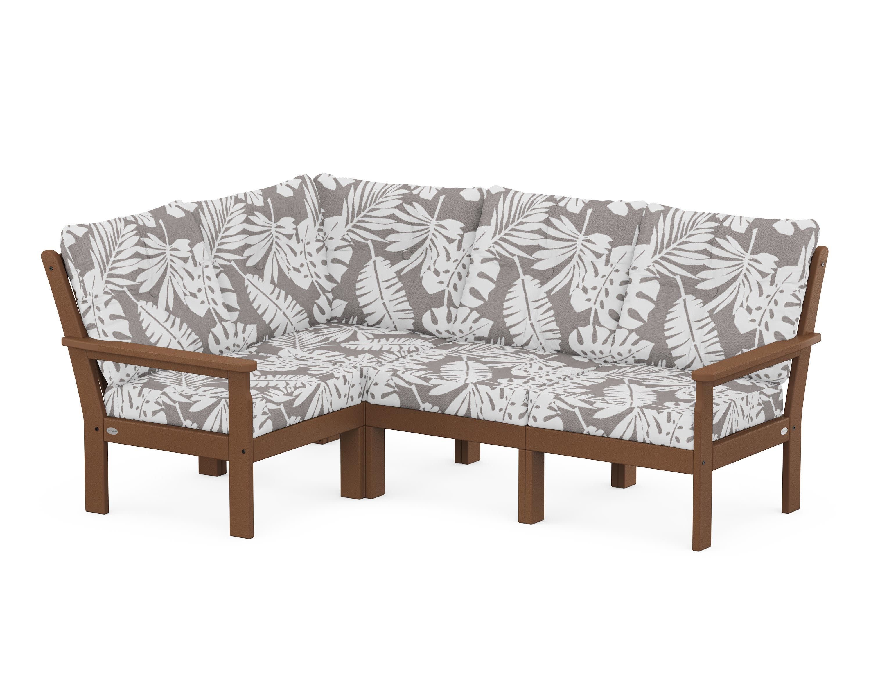 Vineyard 4-Piece Sectional in Teak / Leaf Grey Mist