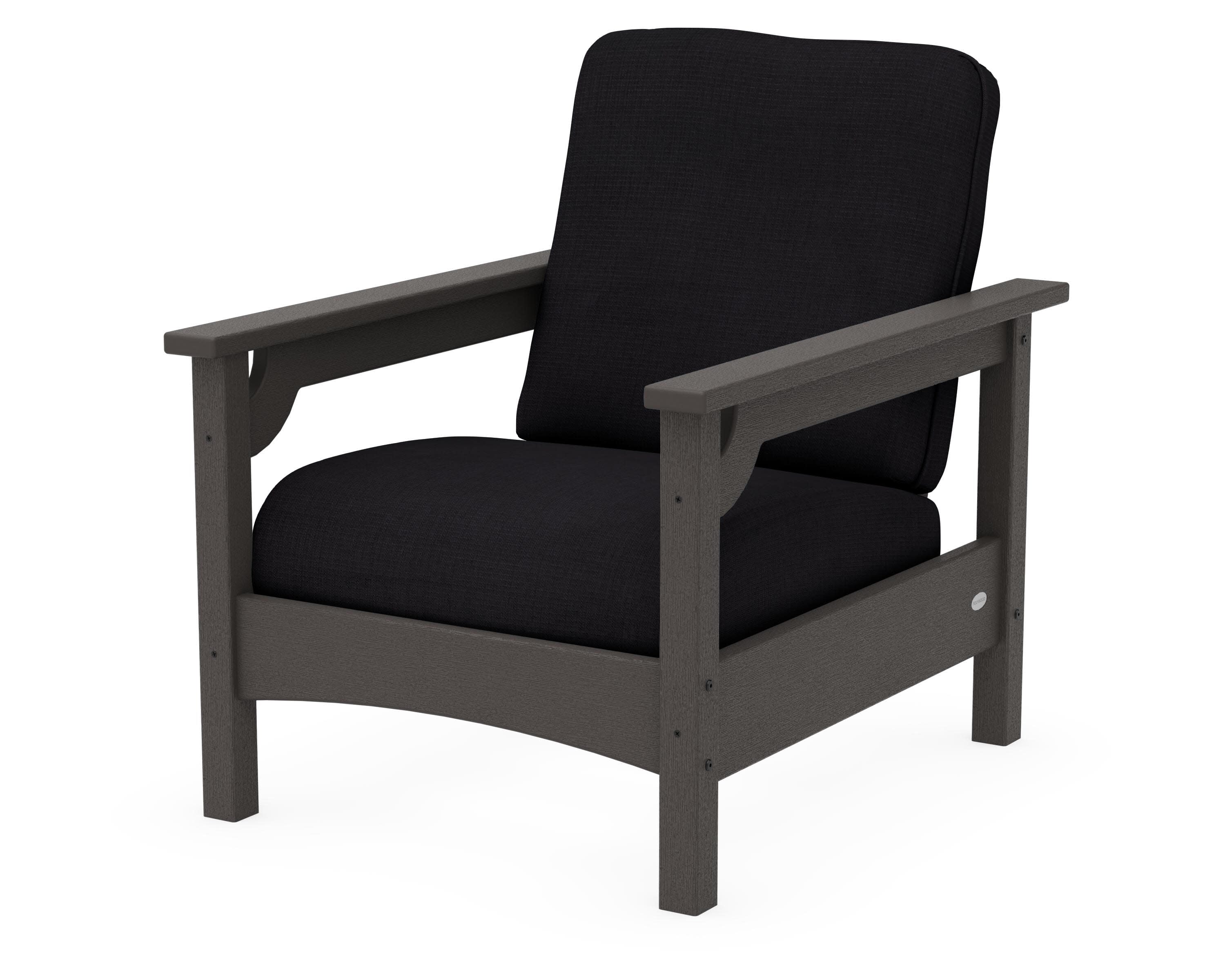 Club Chair in Vintage Coffee / Midnight Linen