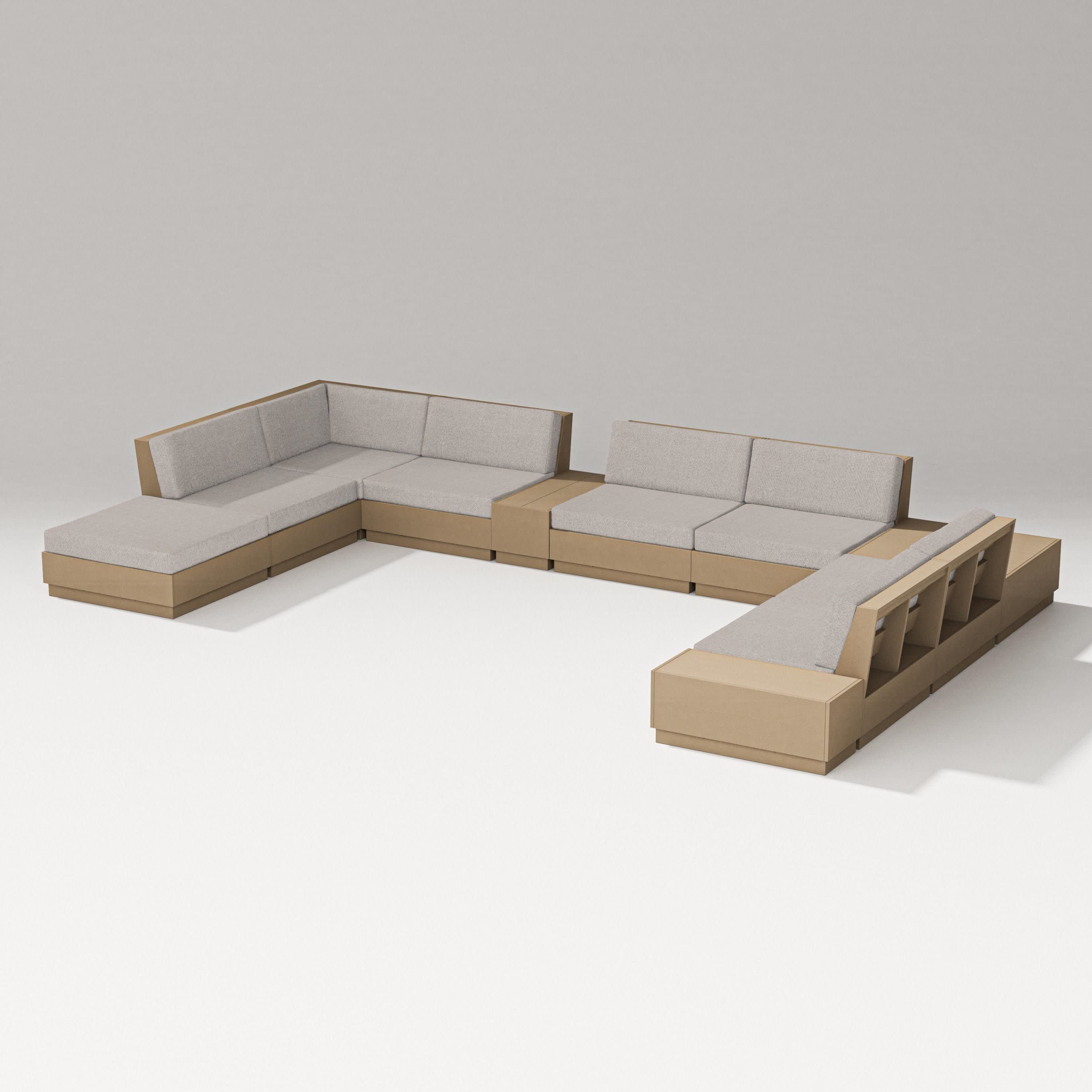Elevate 11-Piece Conversation Sectional Set in Vintage Sahara / Weathered Tweed