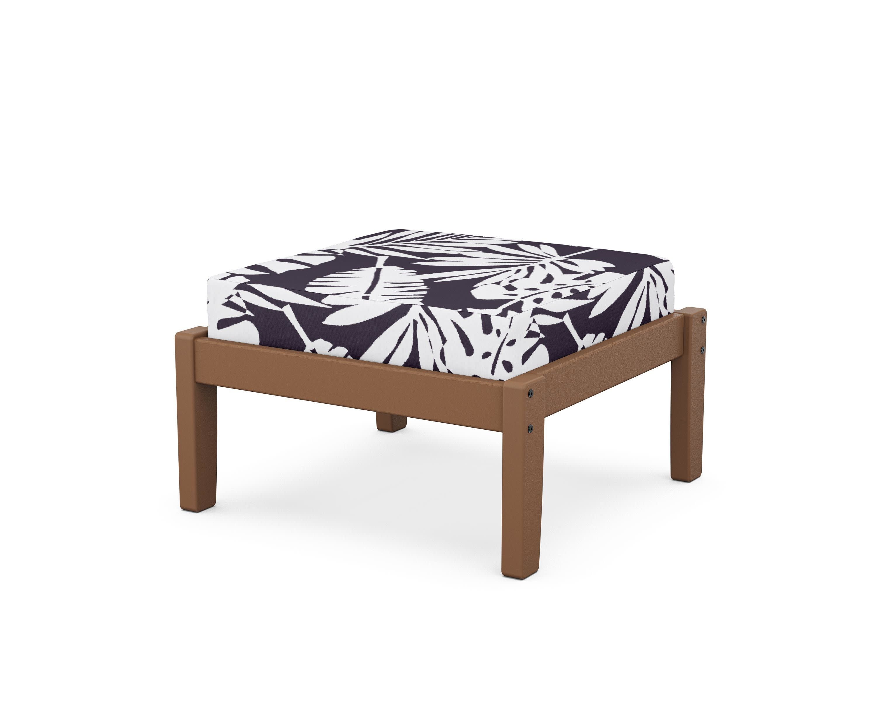Deep Seating Ottoman in Teak / Leaf Navy
