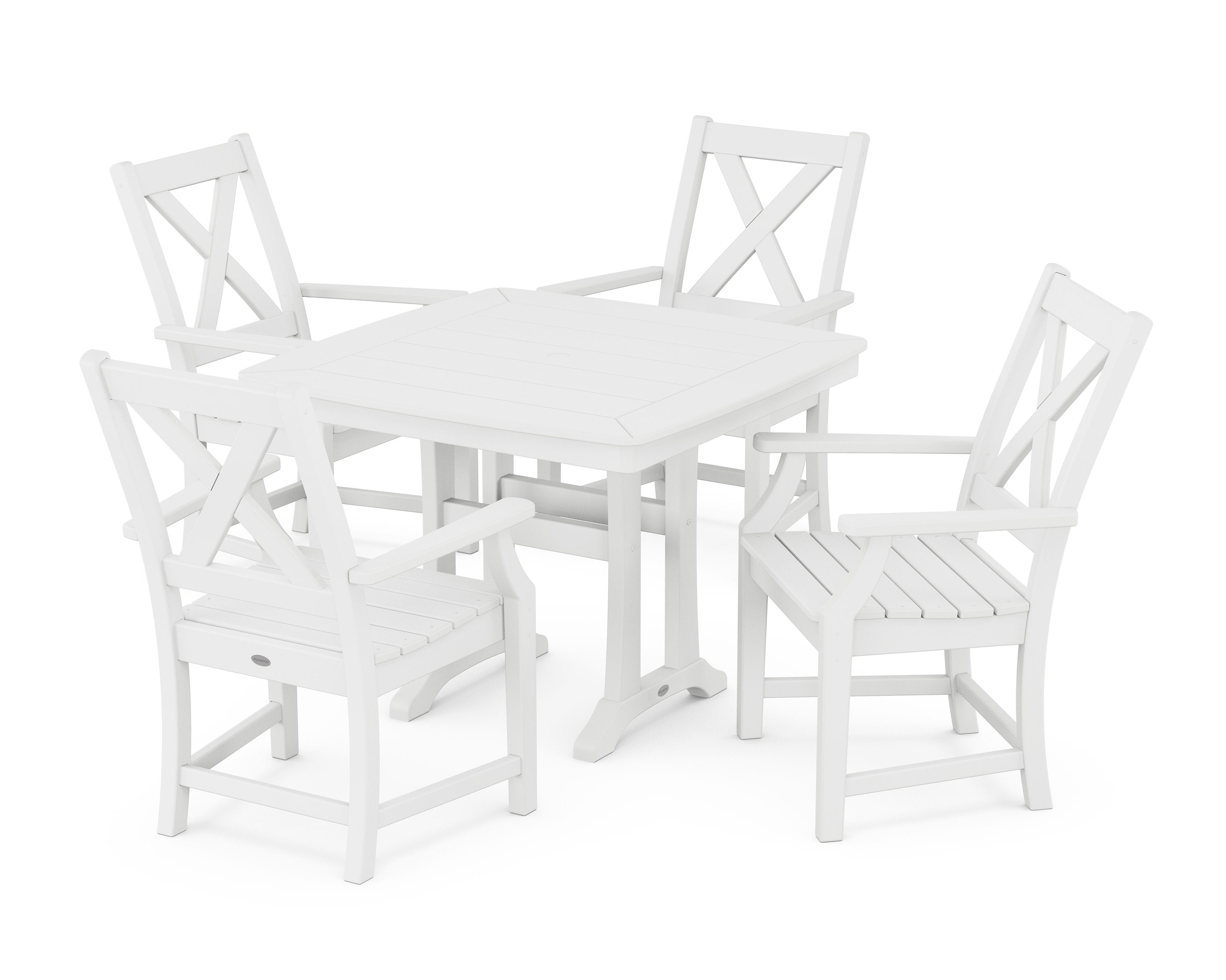 Braxton 5-Piece Dining Set with Trestle Legs in White