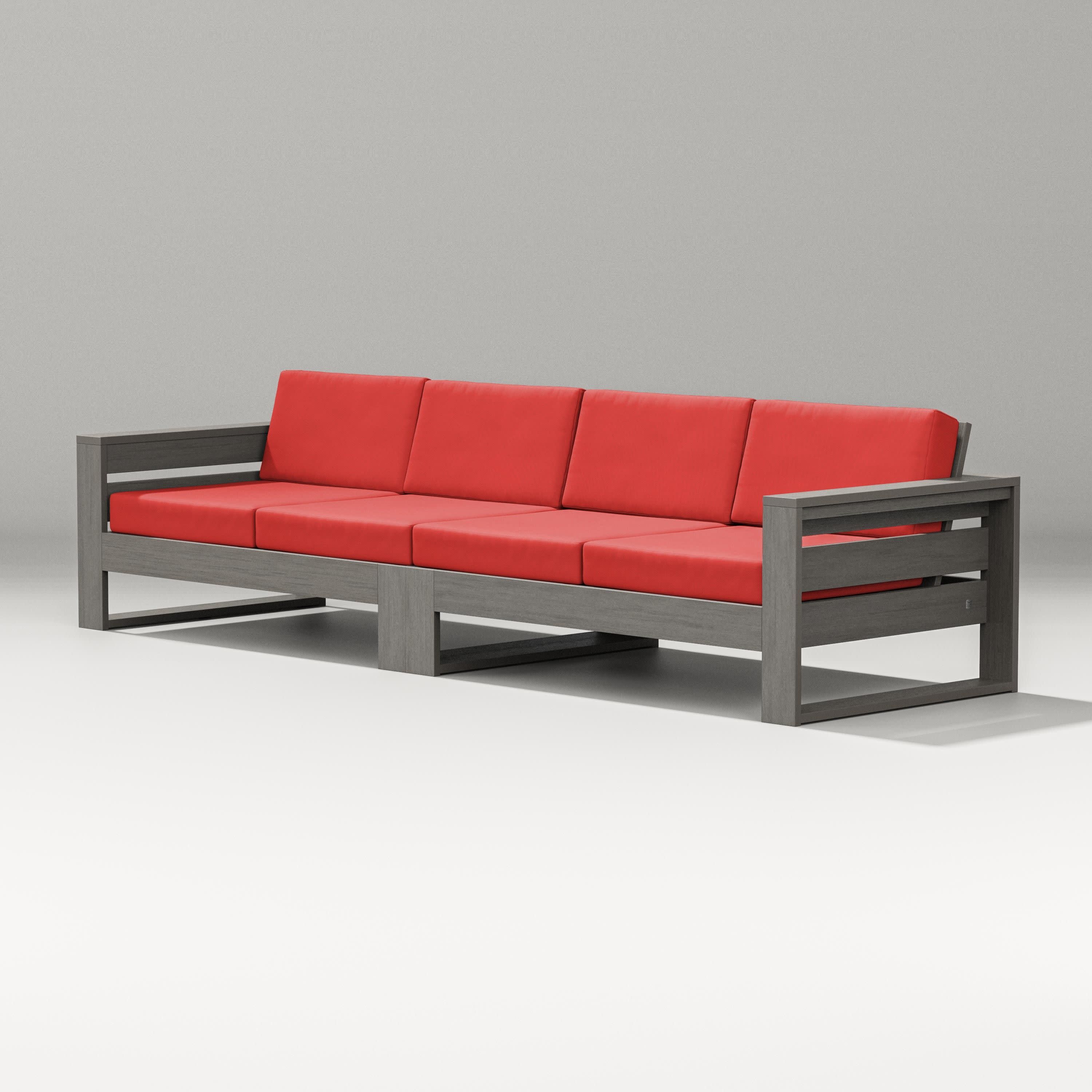 Latitude Straight Sectional in Driftwood / Crimson Linen