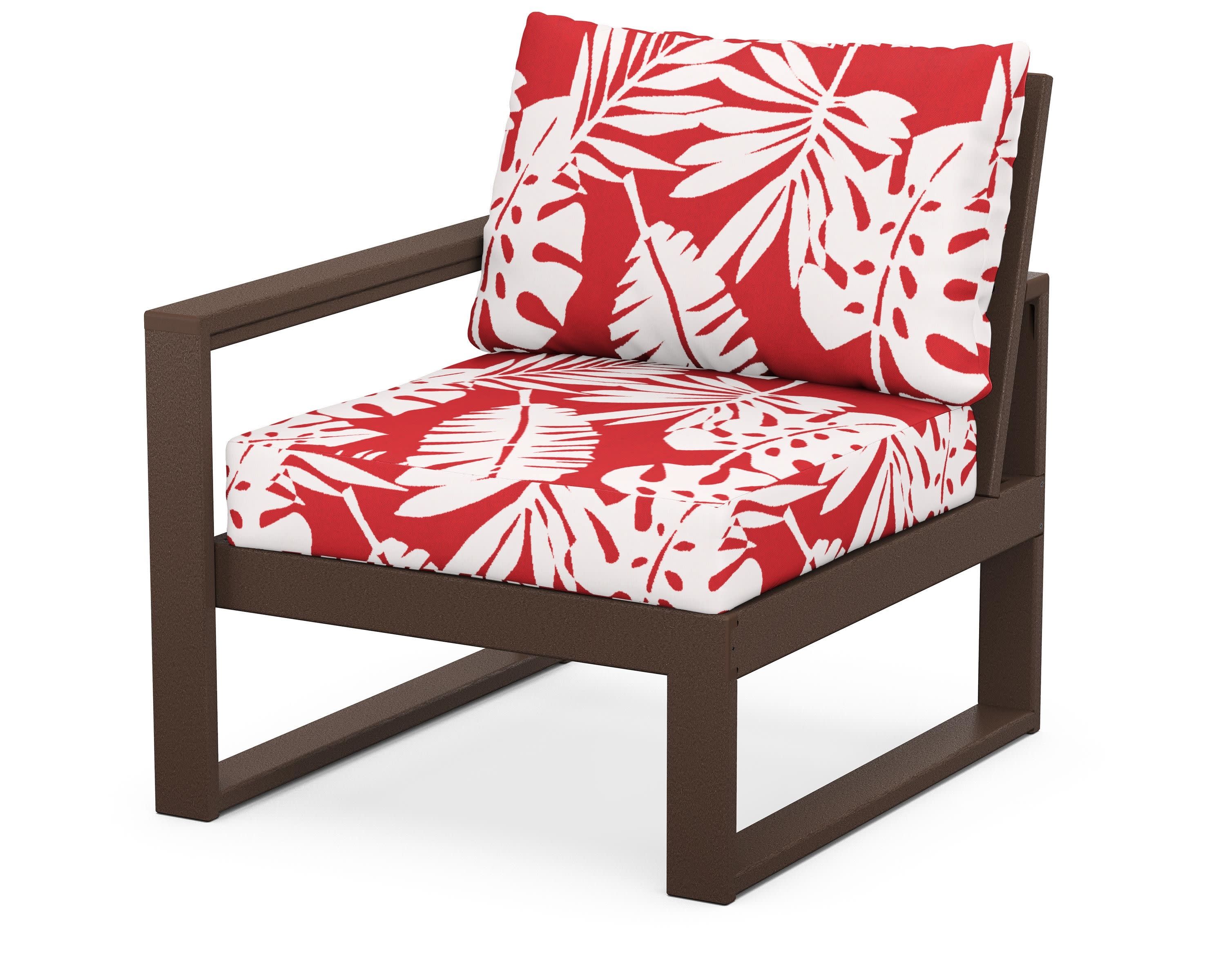 EDGE Modular Left Arm Chair in Mahogany / Leaf Crimson
