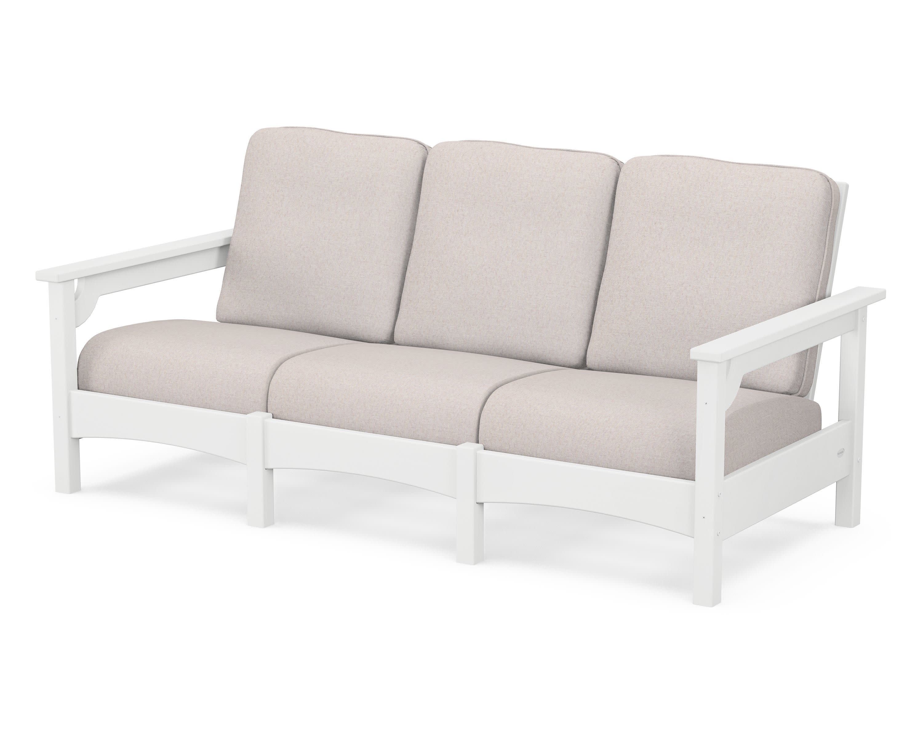 Club Sofa in White / Dune Burlap