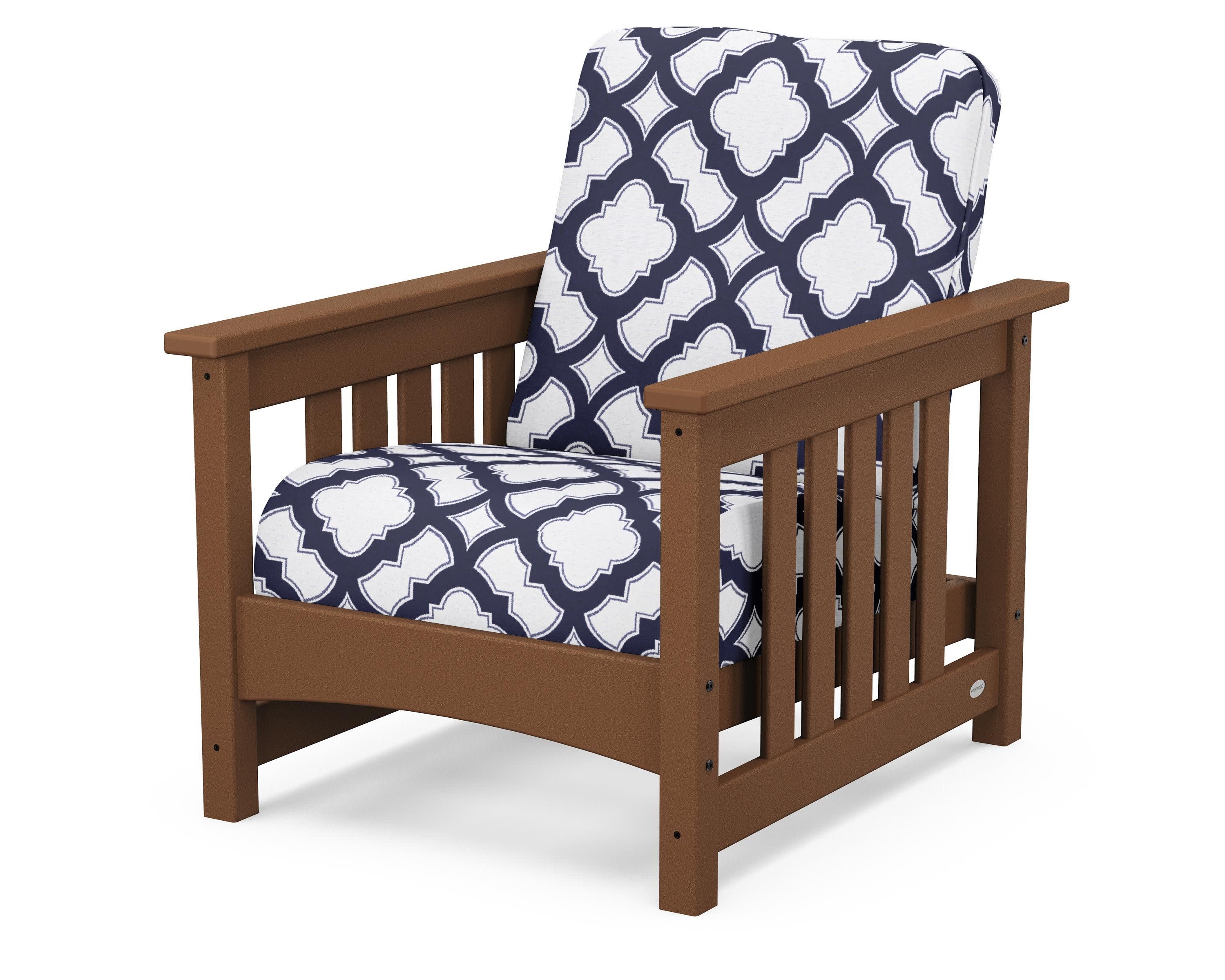 Club Mission Chair in Teak / Trellis Navy