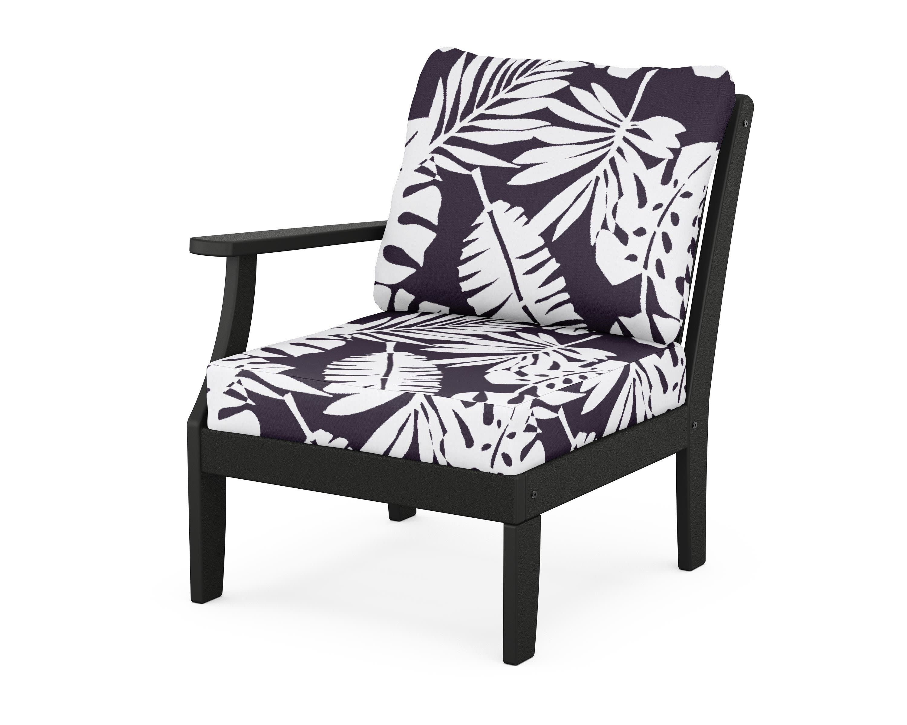 Braxton Modular Left Arm Chair in Black / Leaf Navy