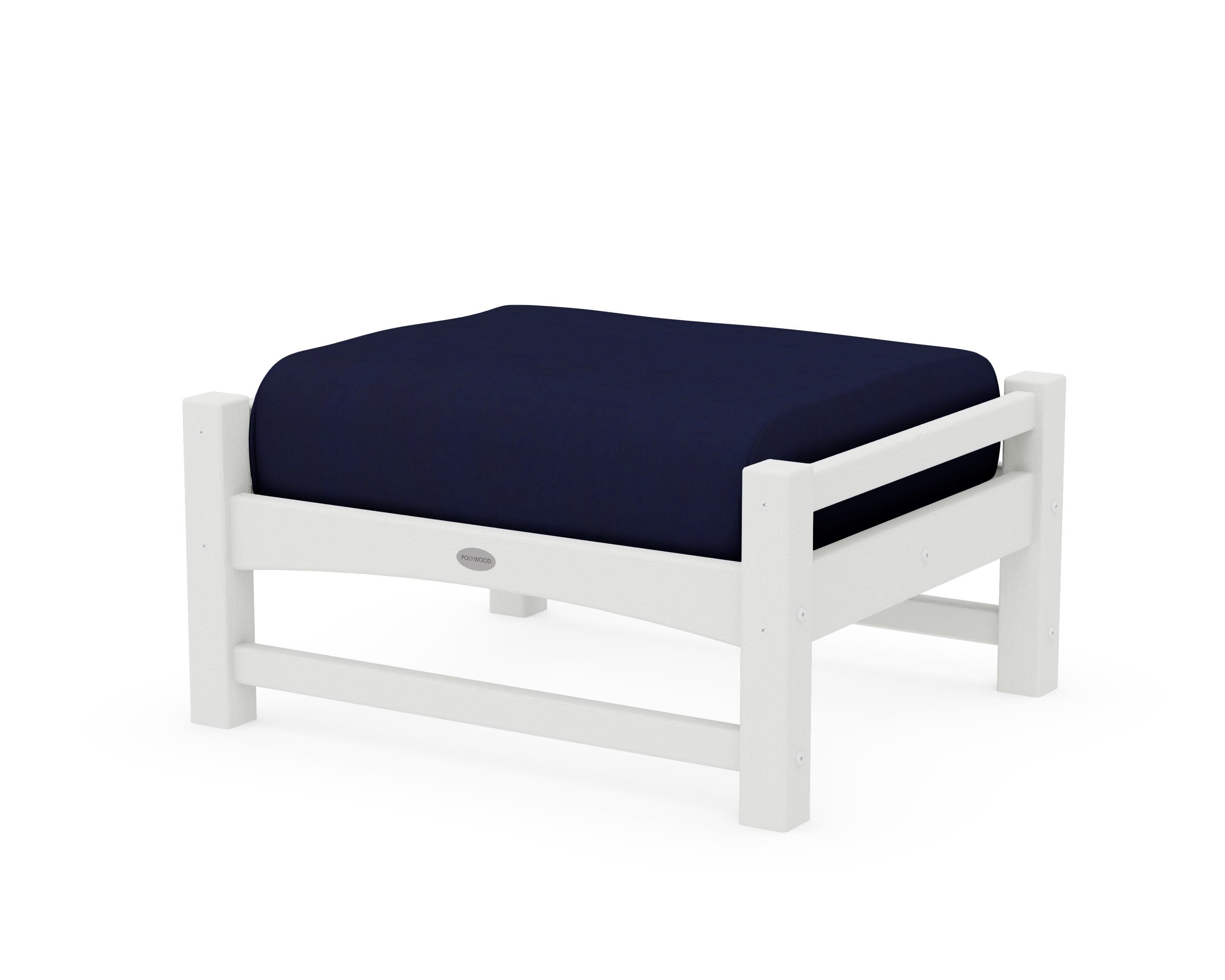 Club Ottoman in Vintage White / Navy