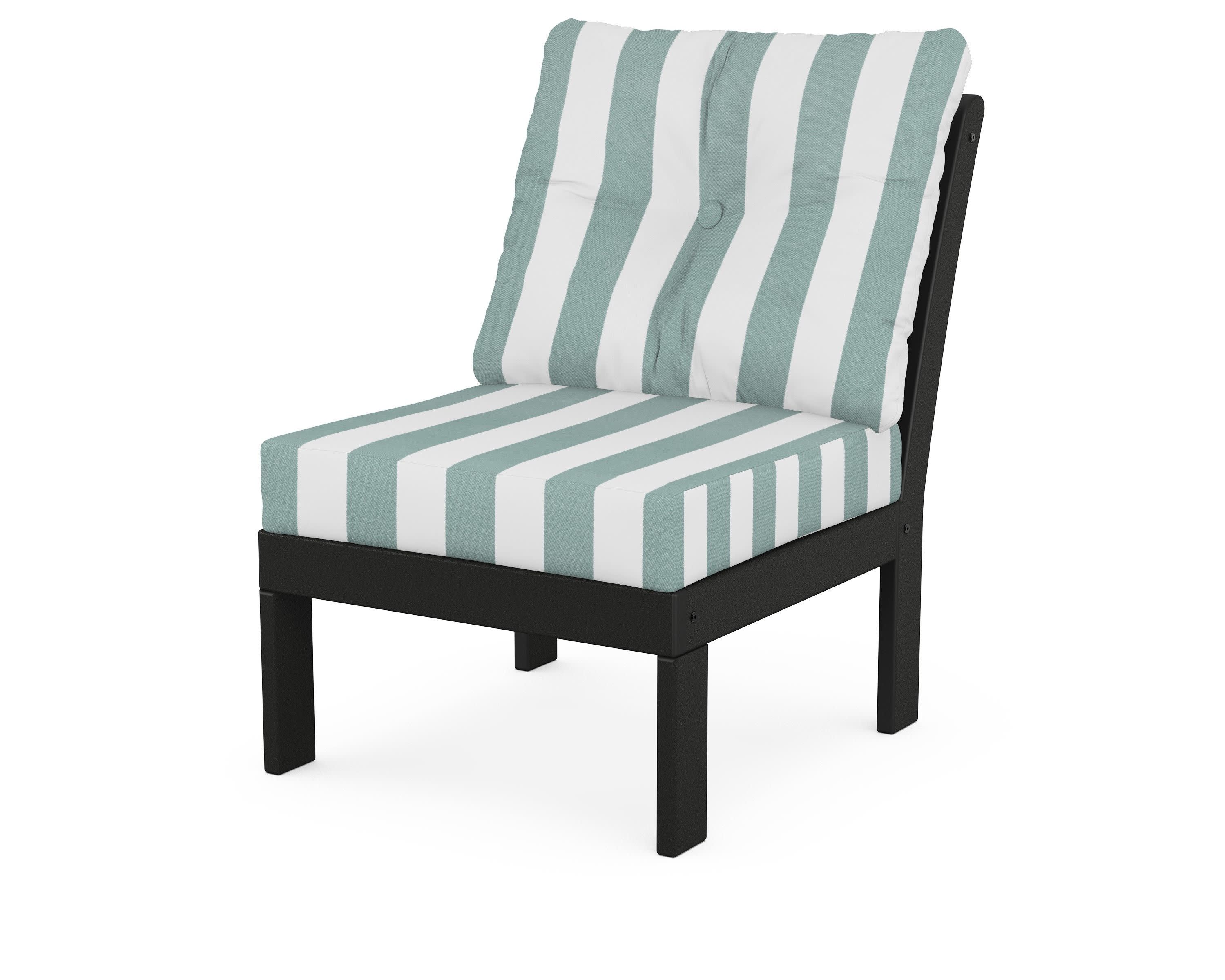 Vineyard Modular Armless Chair in Black / Cabana Stripe Glacier Spa