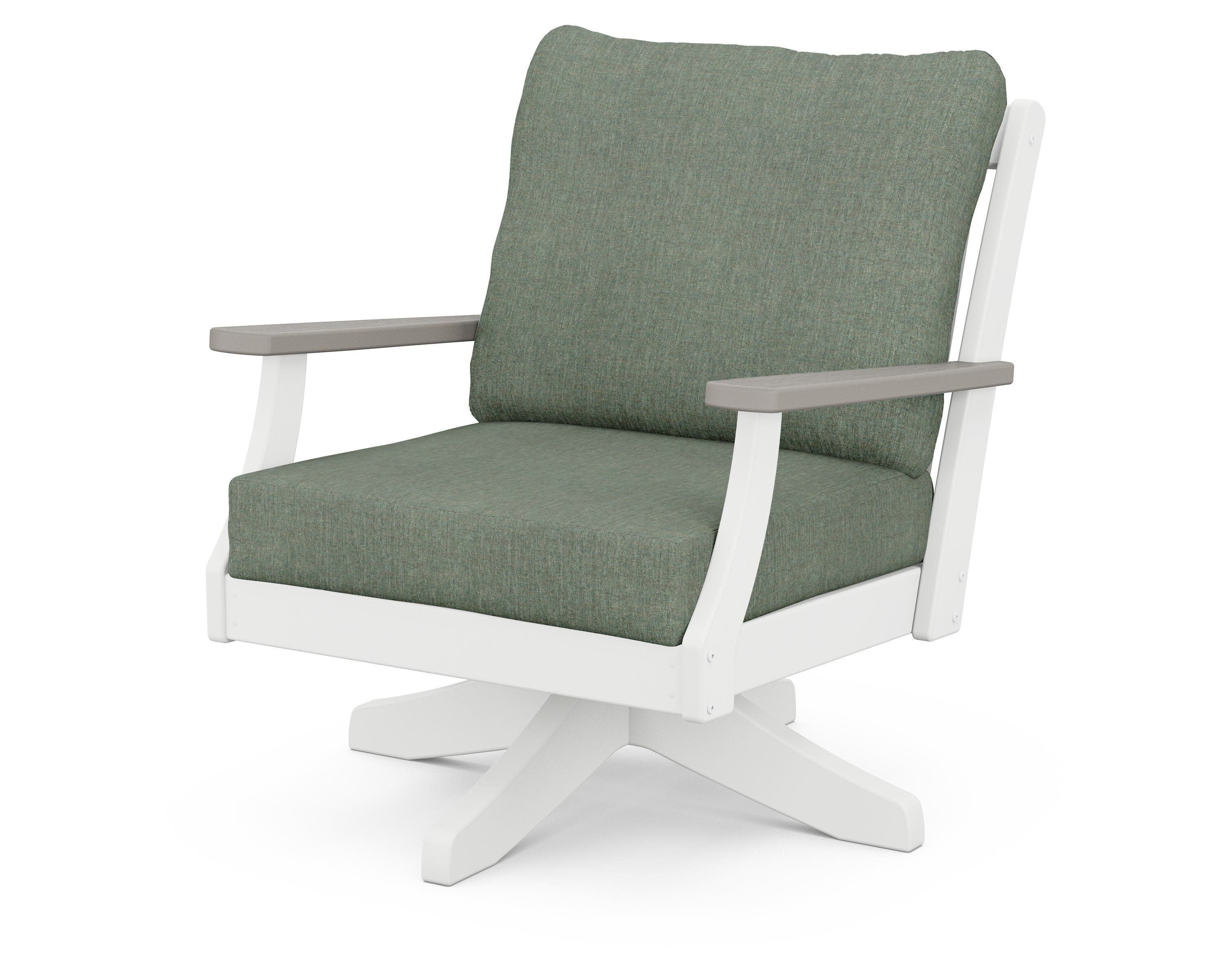 Braxton Deep Seating Swivel Chair in White / Driftwood / Cast Sage