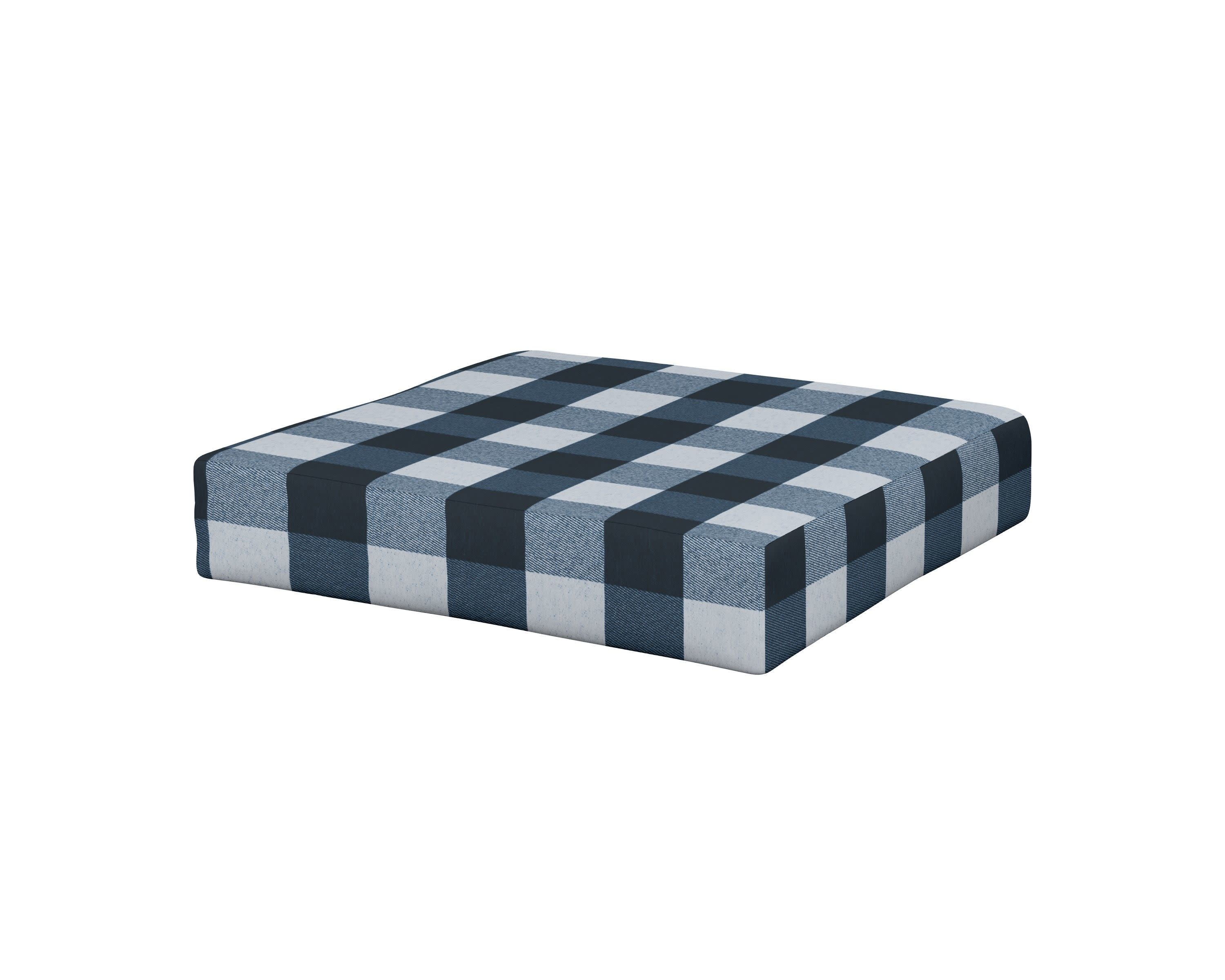 Prescott Ottoman Cushion in Buffalo Plaid Marine Indigo