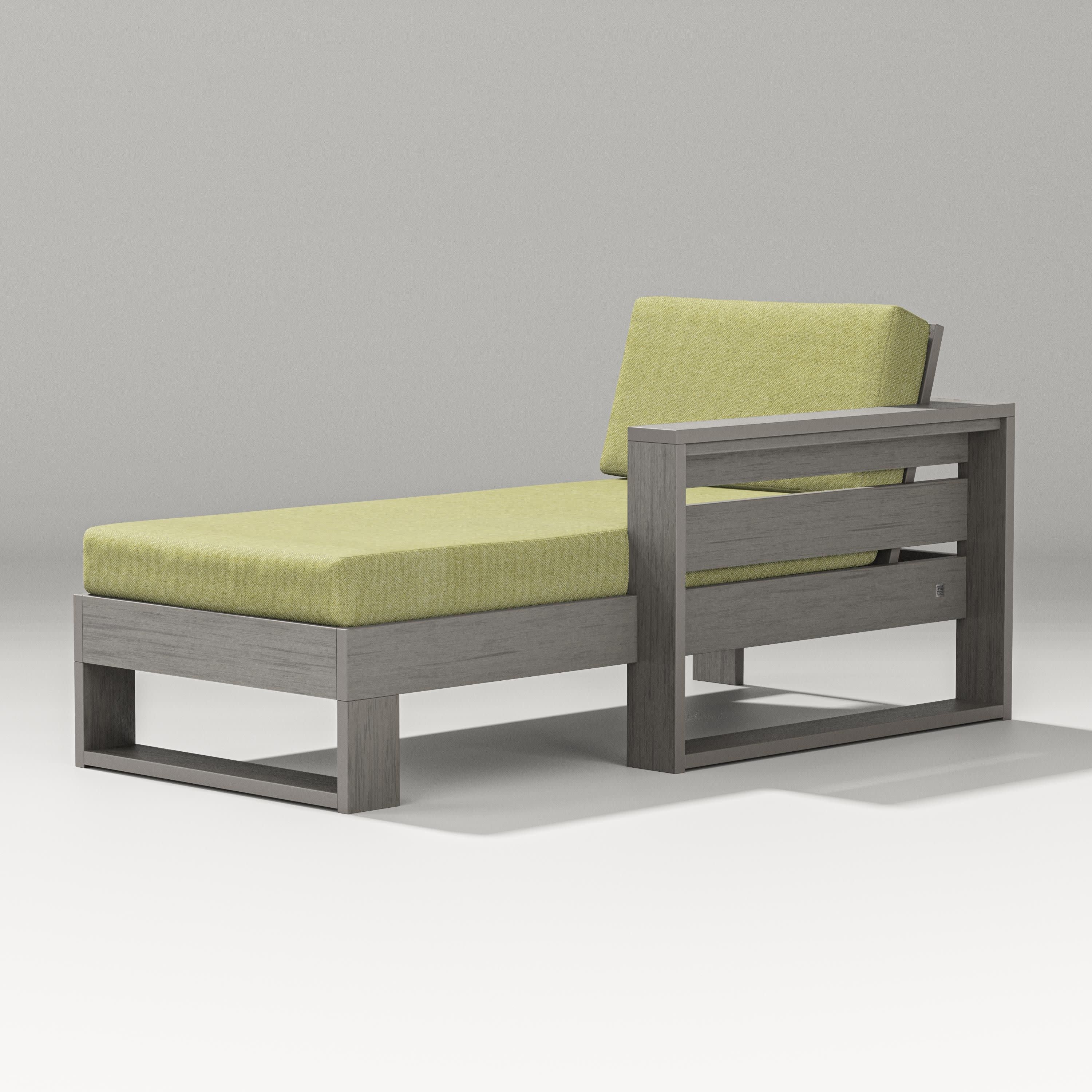 Latitude Modular Right Arm Chaise in Driftwood / Chartreuse Boucle
