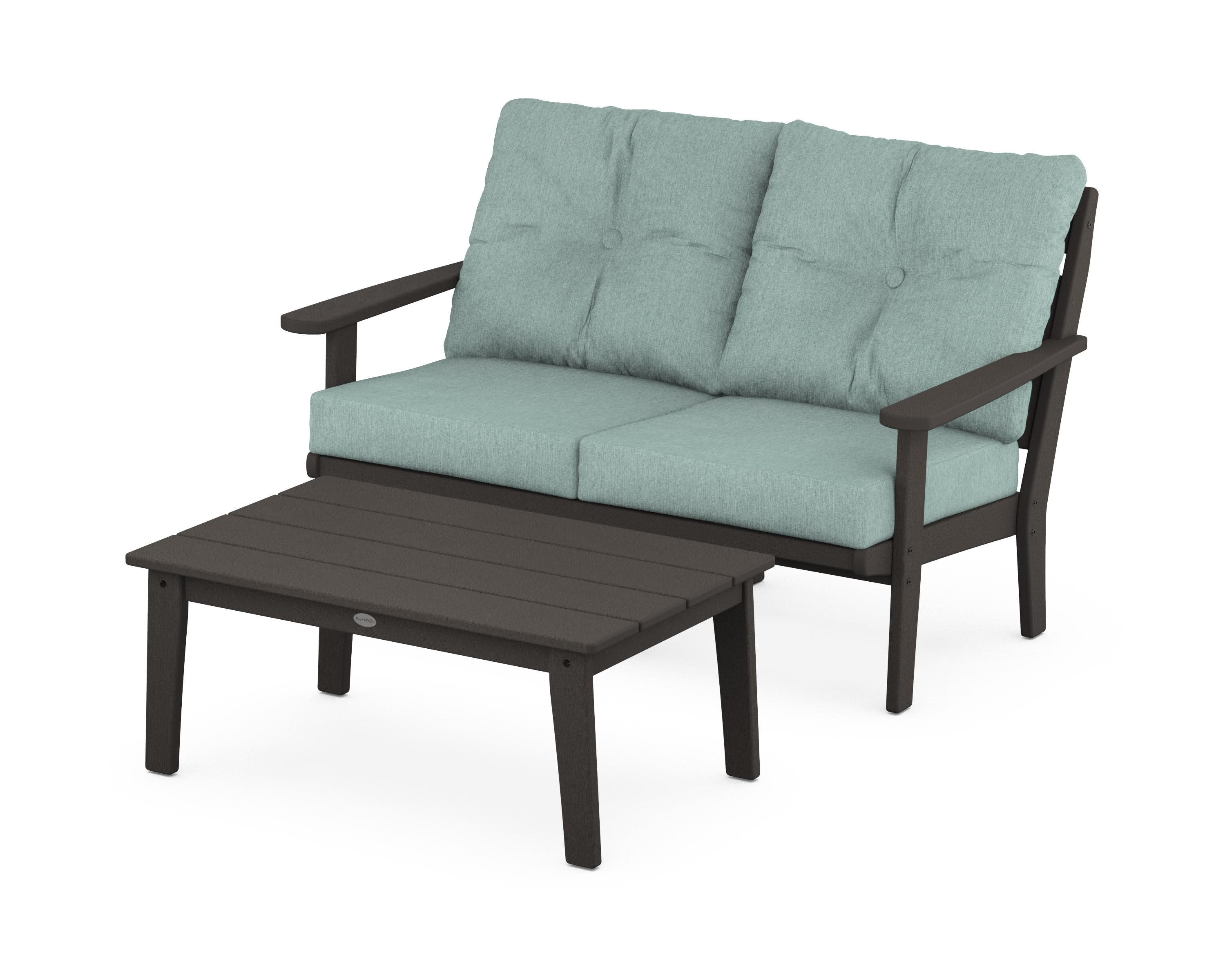 Lakeside 2-Piece Lounge Loveseat Set in Vintage Coffee / Glacier Spa