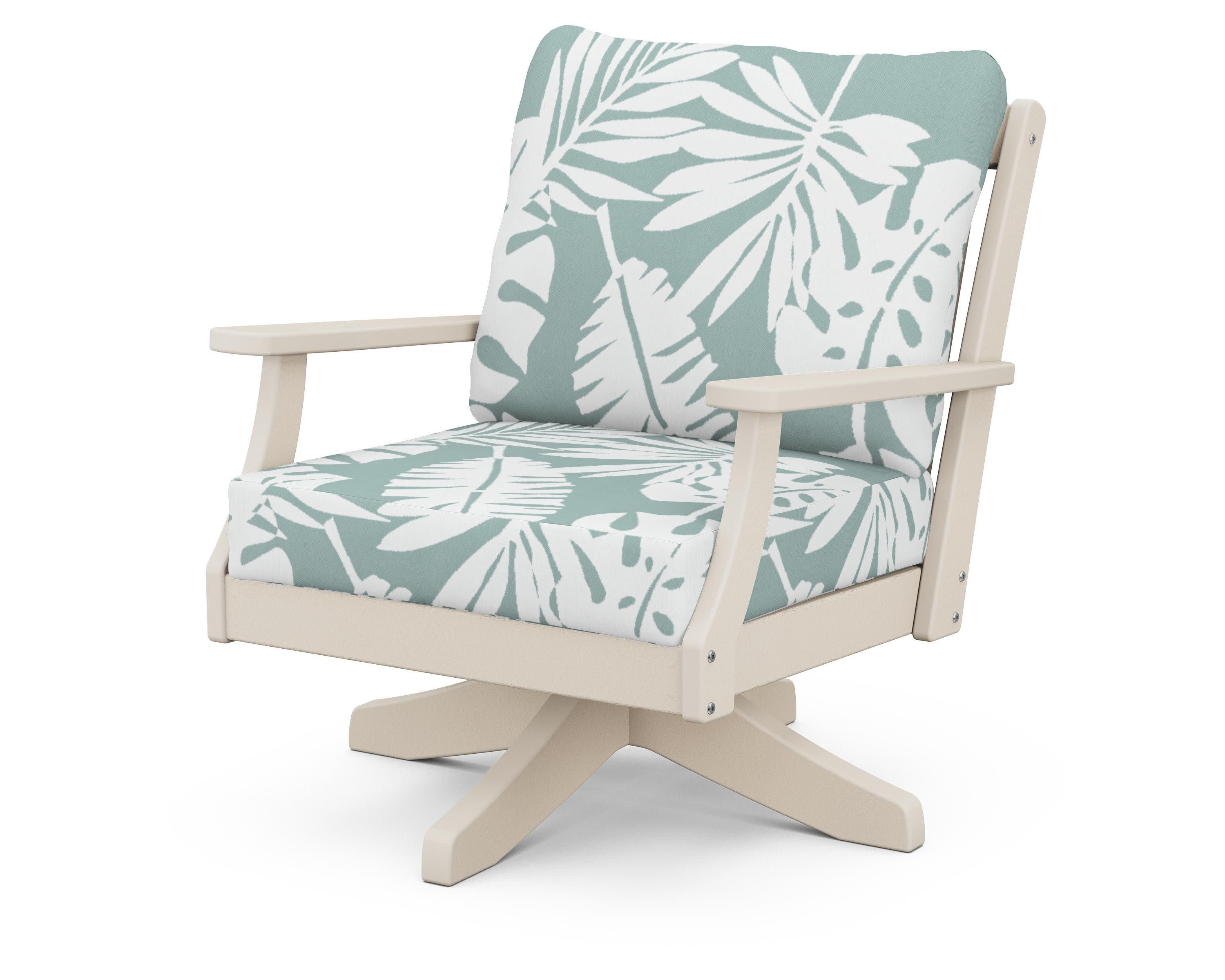 Braxton Deep Seating Swivel Chair in Sand / Leaf Glacier Spa