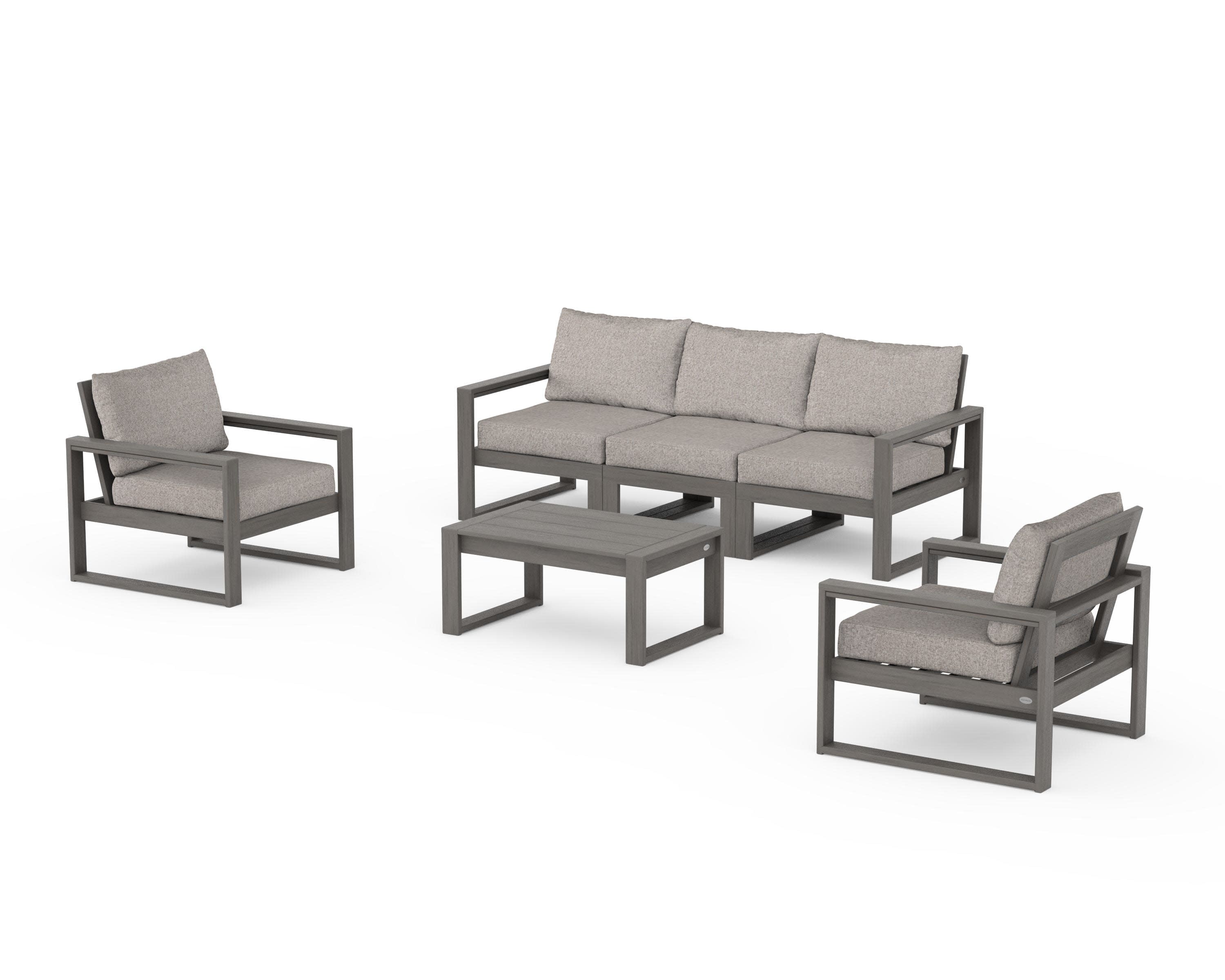 EDGE Sectional 4-Piece Deep Seating Set with Sofa in Driftwood / Weathered Tweed