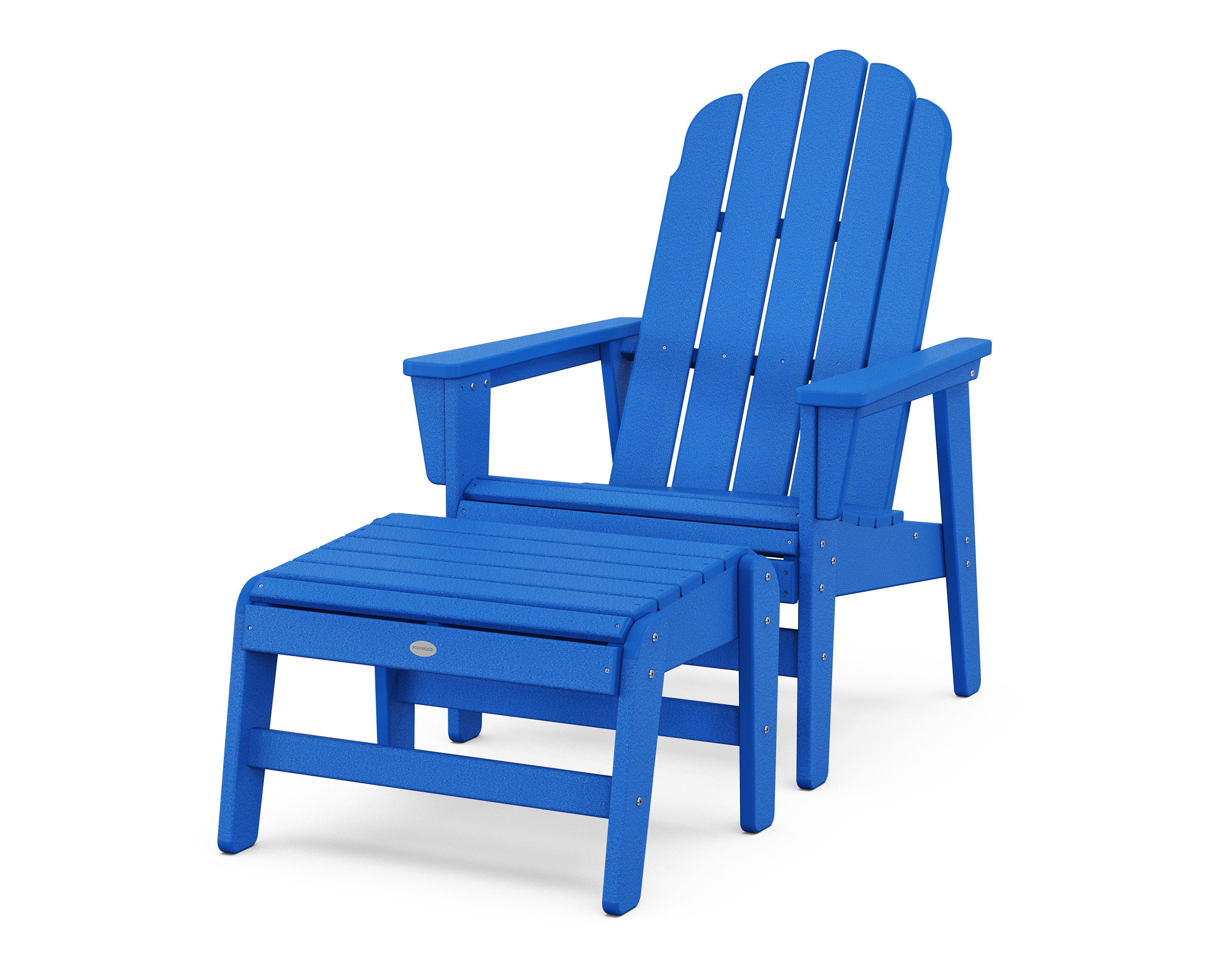 Vineyard Grand Upright Adirondack Chair with Ottoman in Pacific Blue