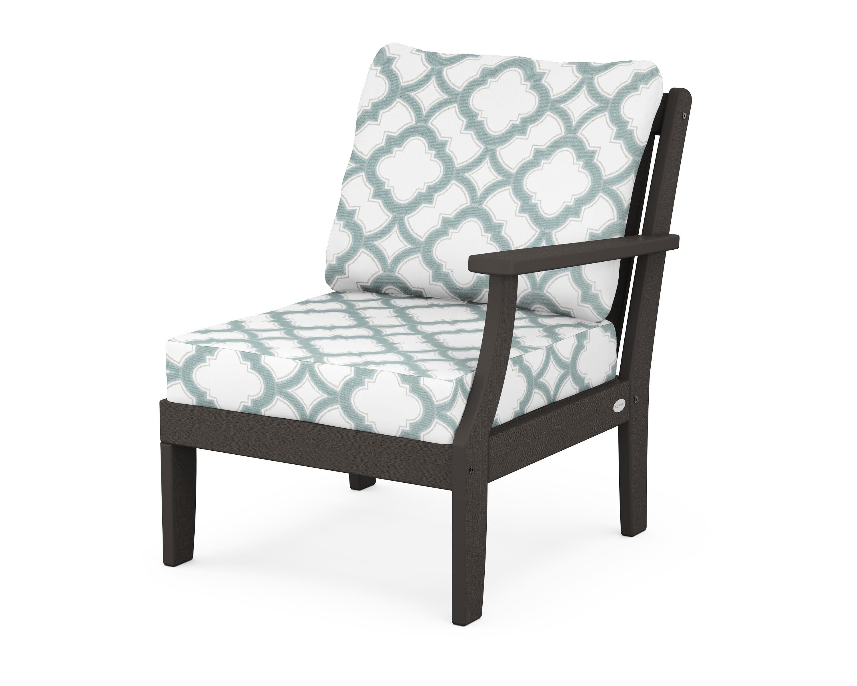 Braxton Modular Right Arm Chair in Vintage Coffee / Trellis Glacier Spa