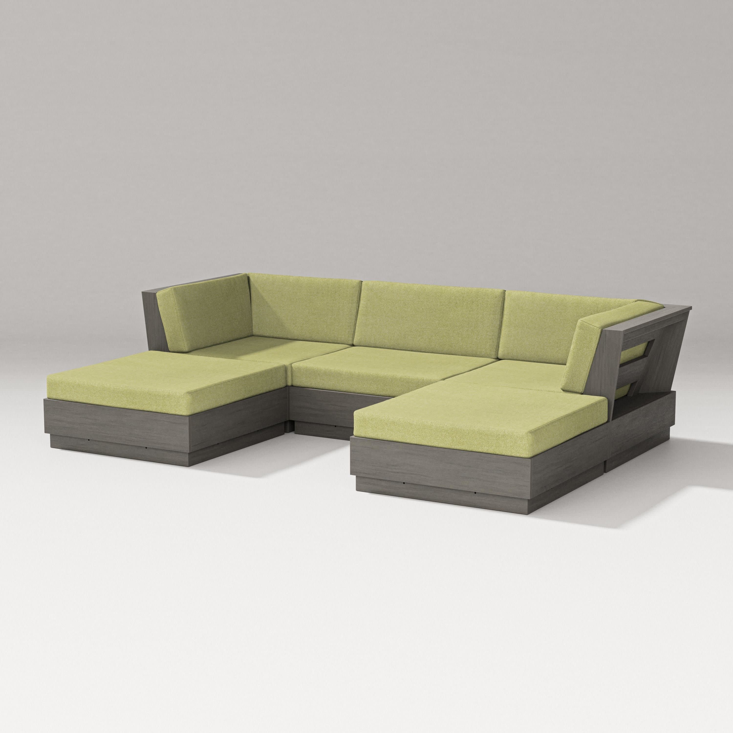 Elevate Double Chaise Sectional in Driftwood / Chartreuse Boucle