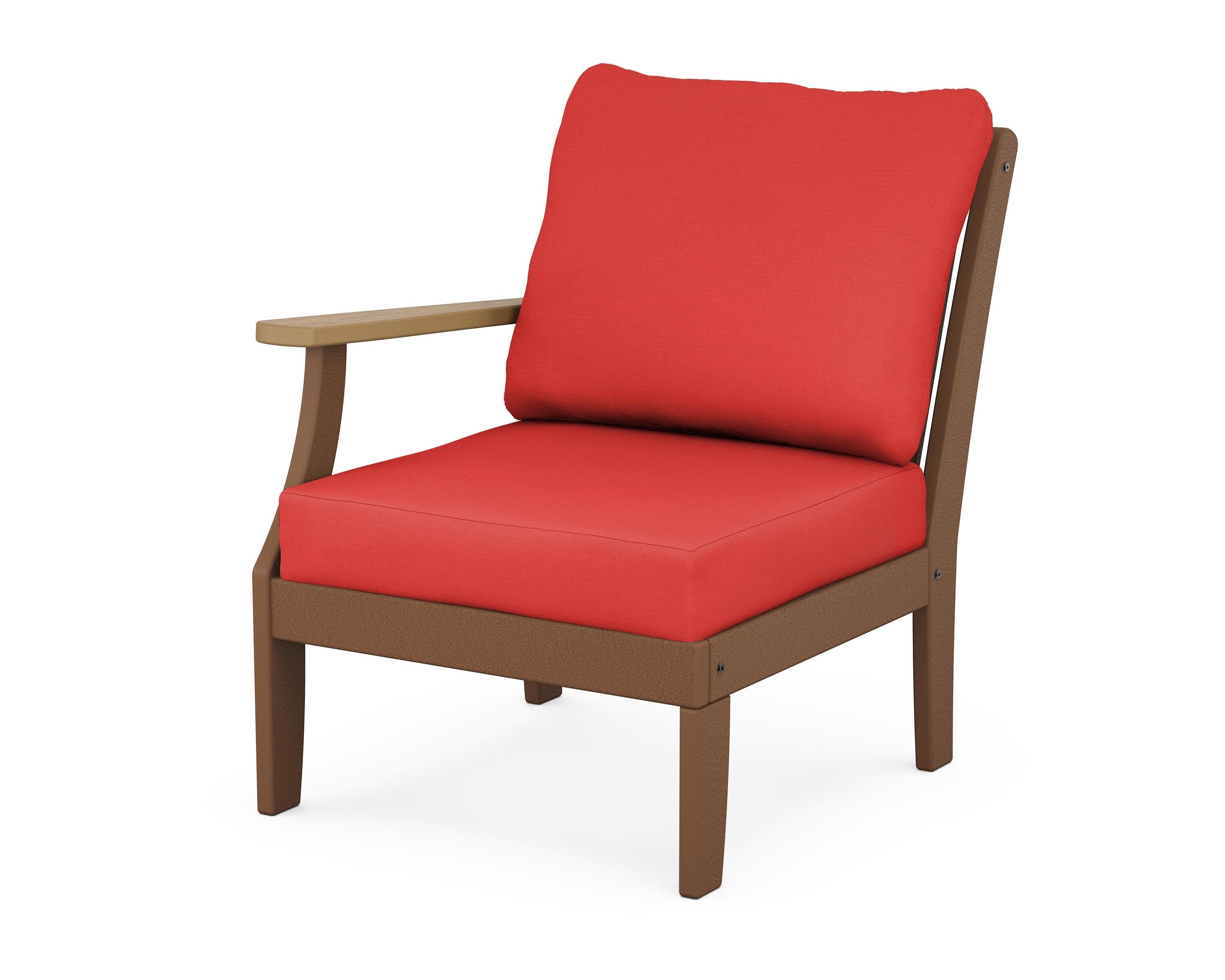 Braxton Modular Left Arm Chair in Teak / Natural / Crimson Linen