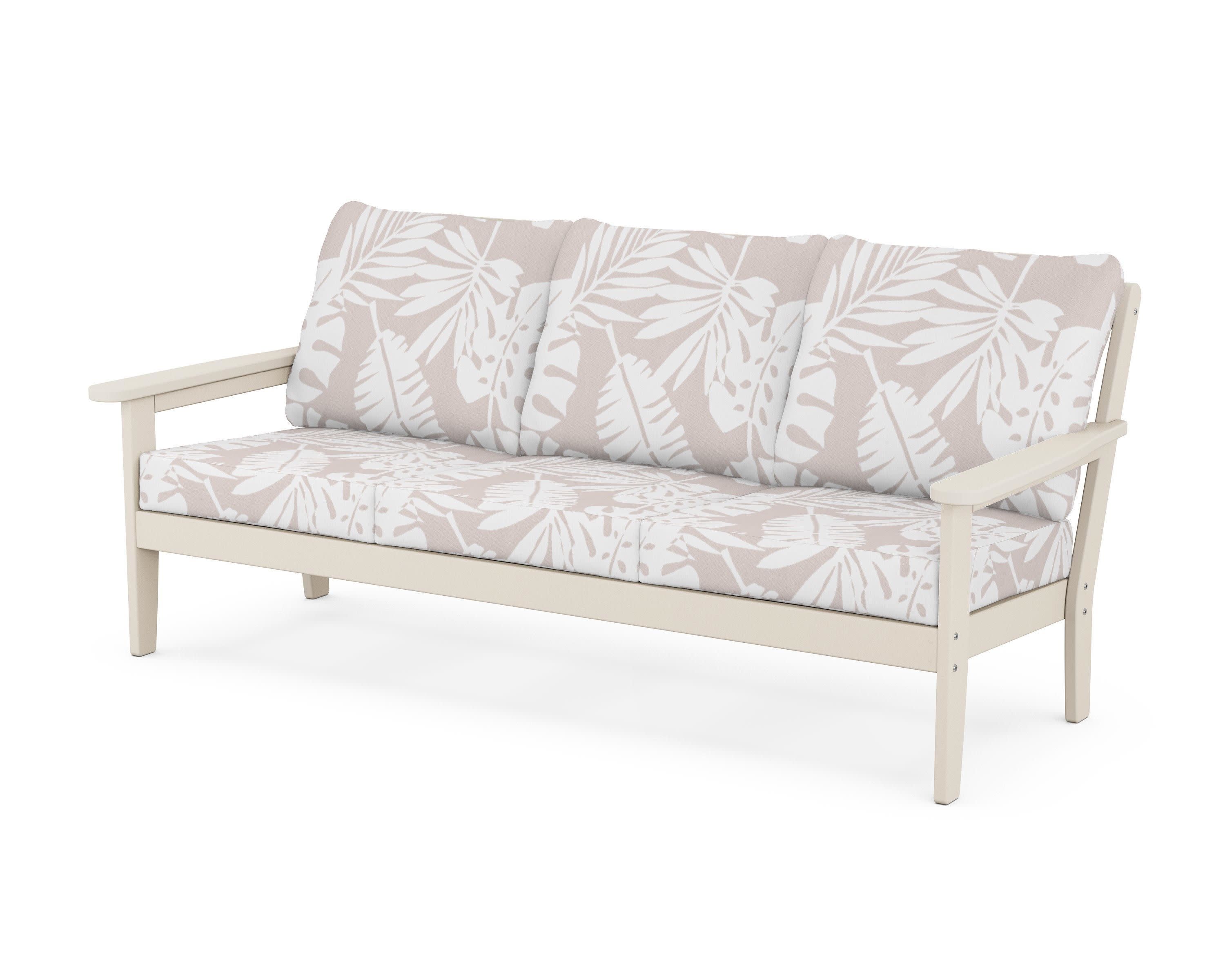 Cottage Deep Seating Sofa in Sand / Leaf Dune Burlap