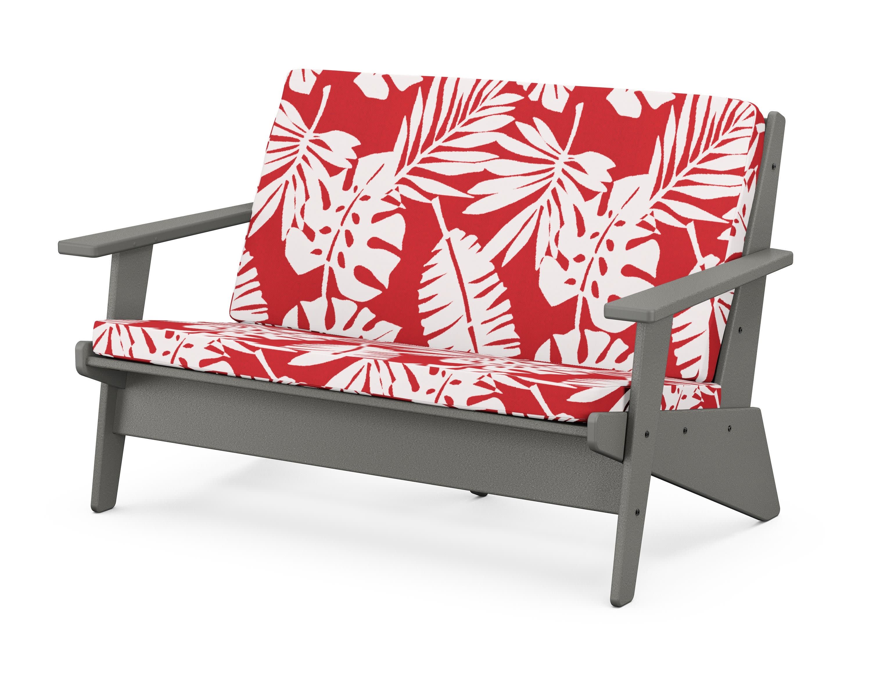 Riviera Modern Lounge Loveseat in Slate Grey / Leaf Crimson