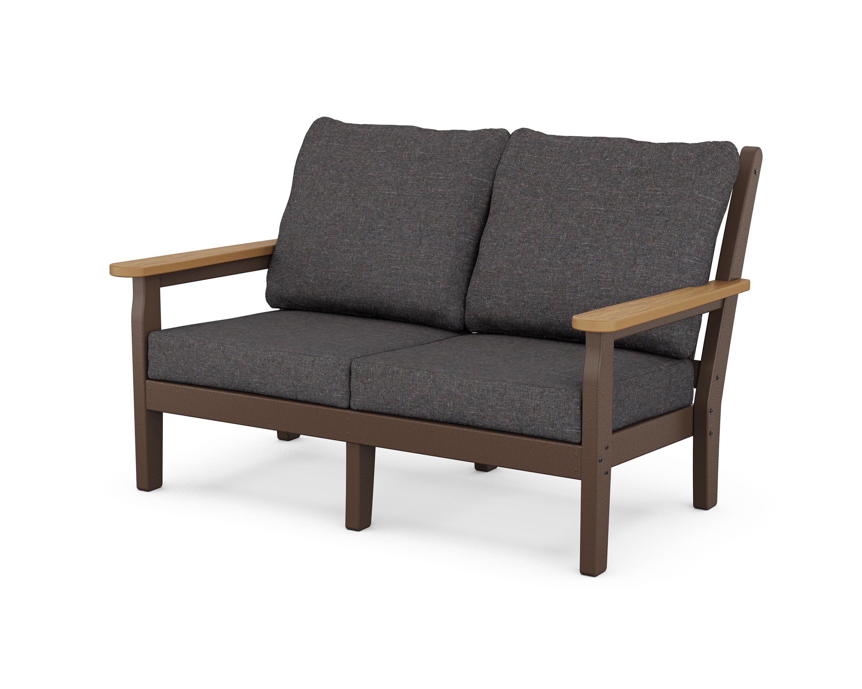 Chippendale Deep Seating Loveseat in Mahogany / Natural / Ash Charcoal