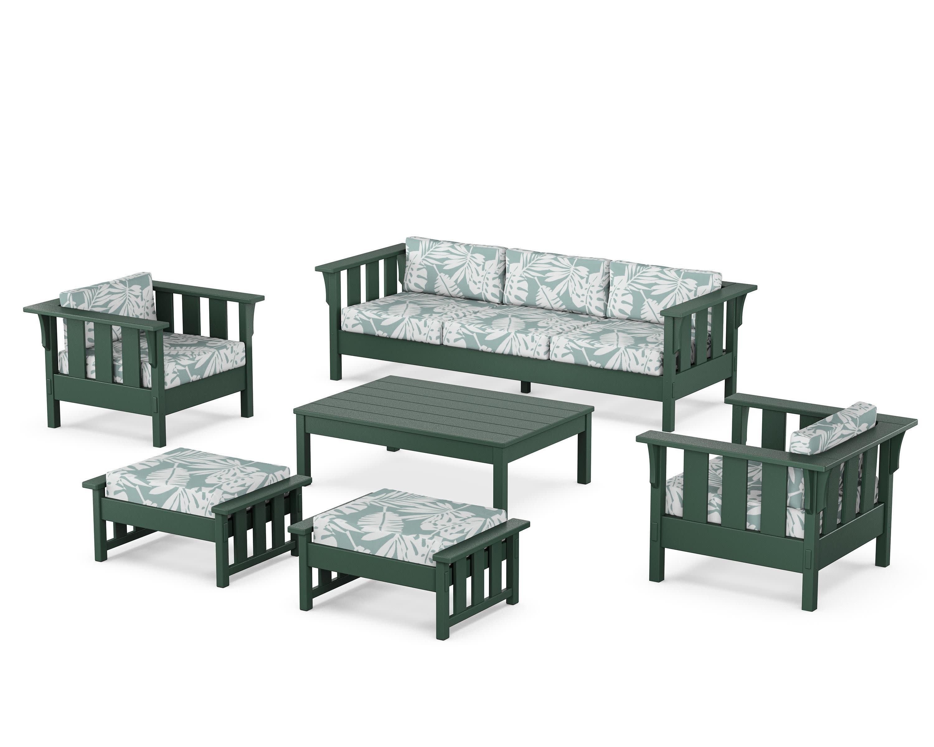 Acadia 6-Piece Lounge Sofa Set in Green / Leaf Glacier Spa