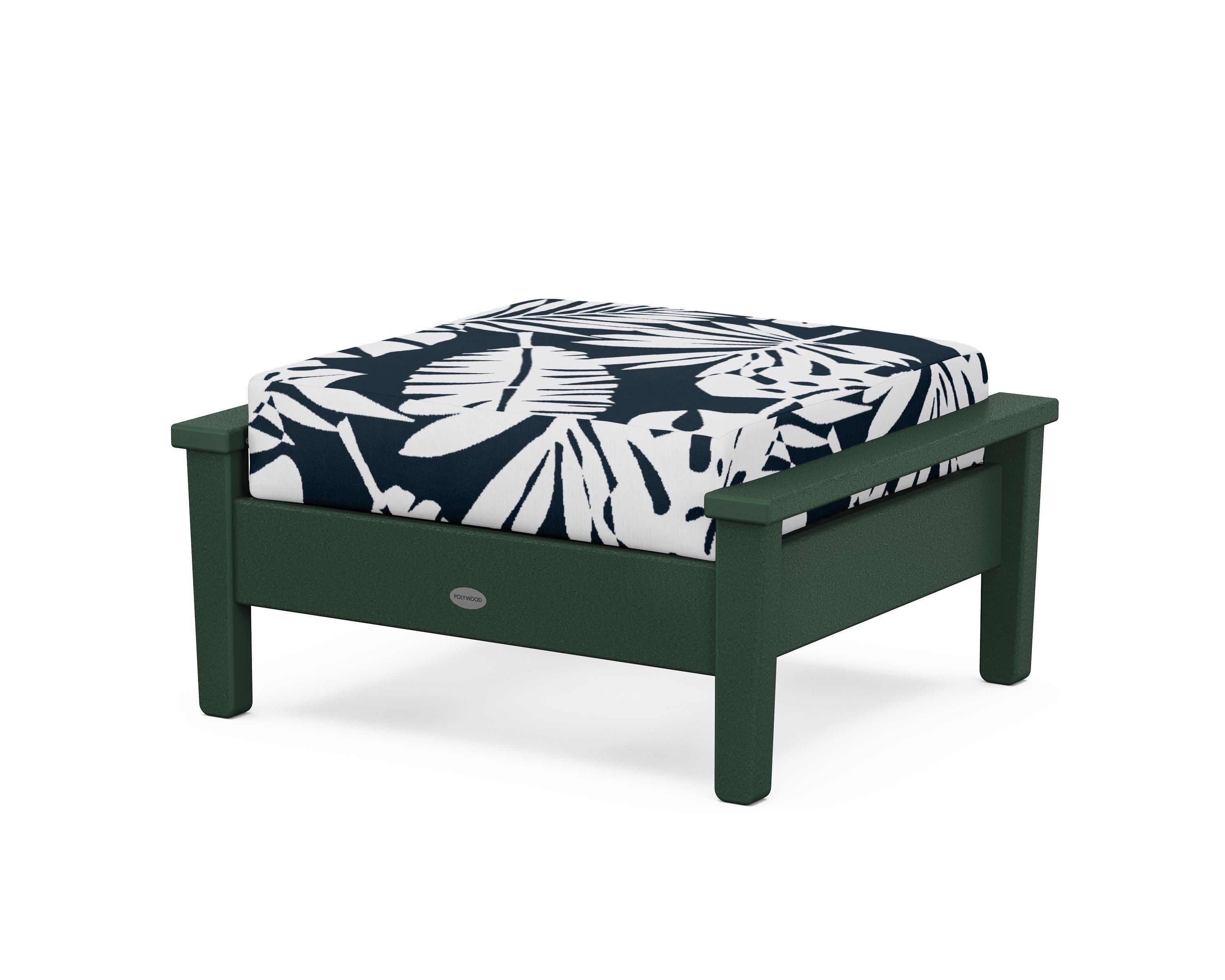 Prescott Deep Seating Ottoman in Green / Leaf Marine Indigo
