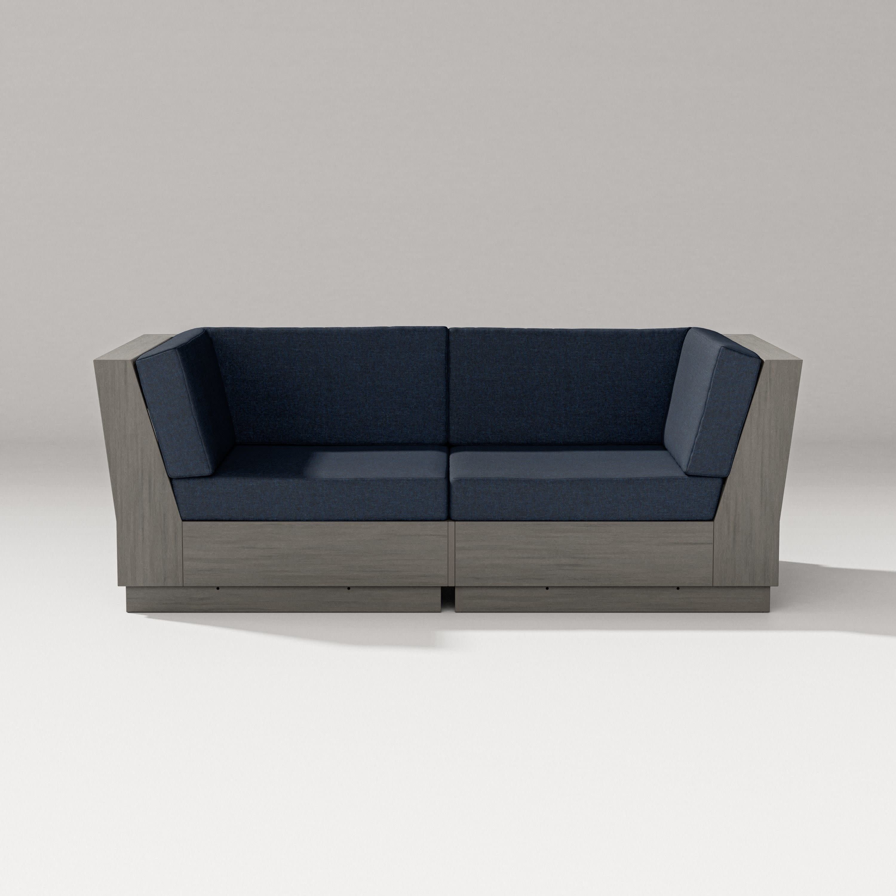 Elevate Loveseat Sectional in Driftwood / Marine Indigo