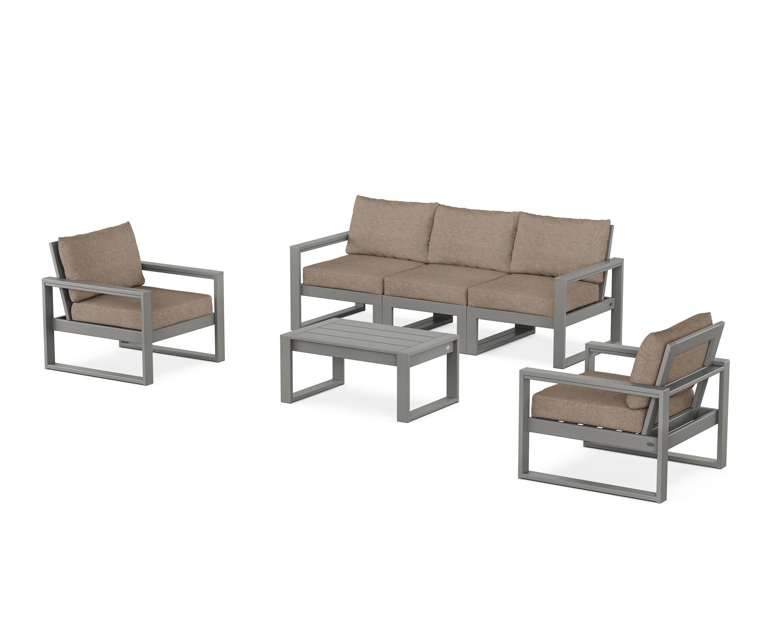 EDGE Sectional 4-Piece Deep Seating Set with Sofa in Slate Grey / Spiced Burlap