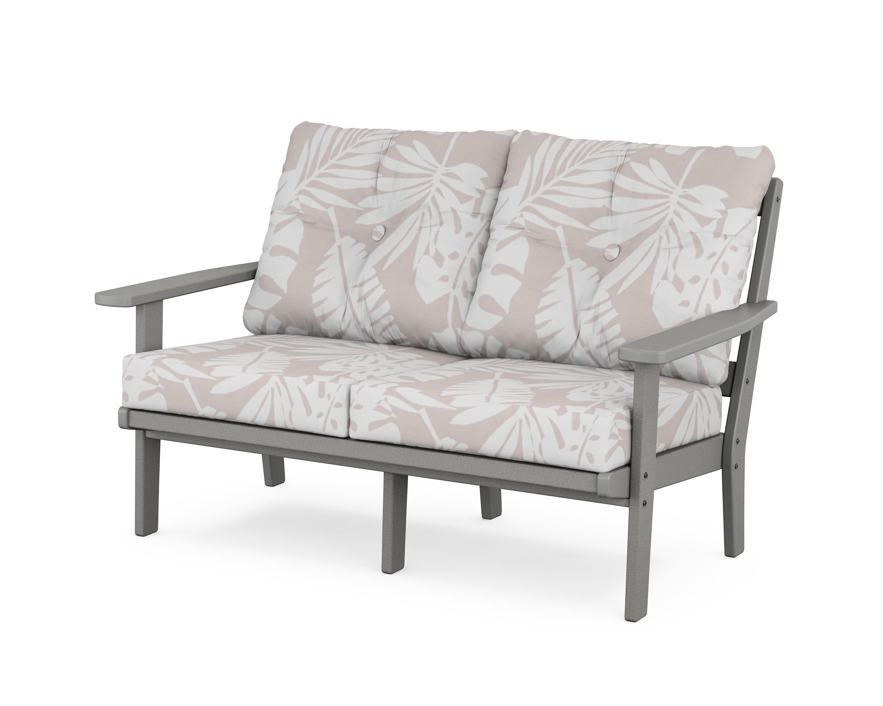 Oxford Deep SeatingLoveseat in Slate Grey / Leaf Dune Burlap