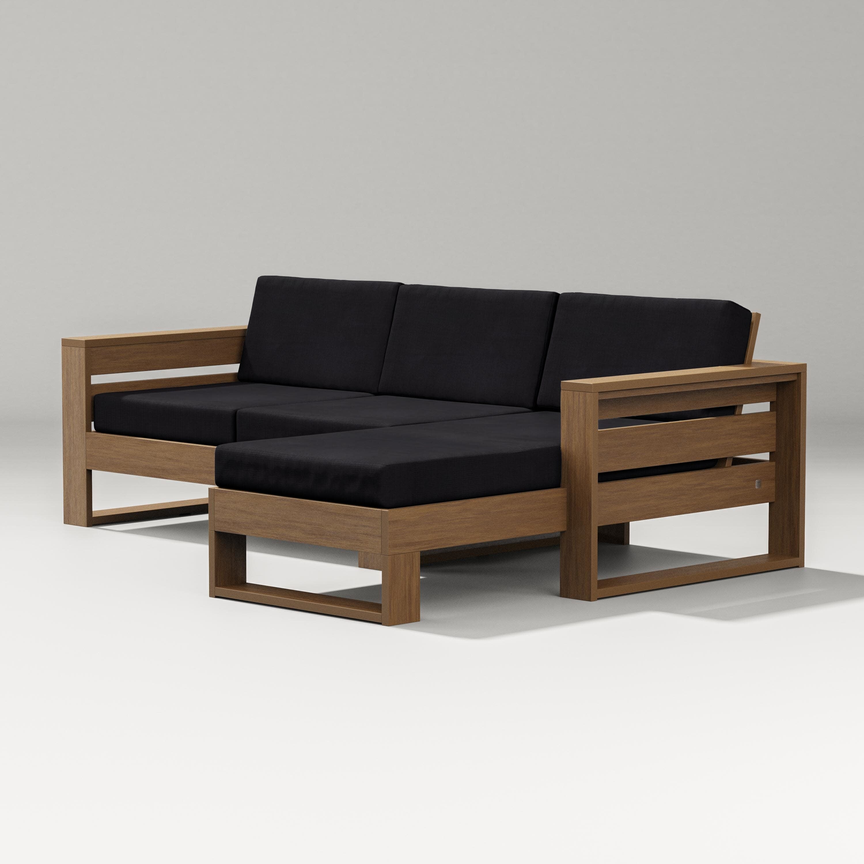 Latitude Right Chaise Sectional in Natural / Midnight Linen