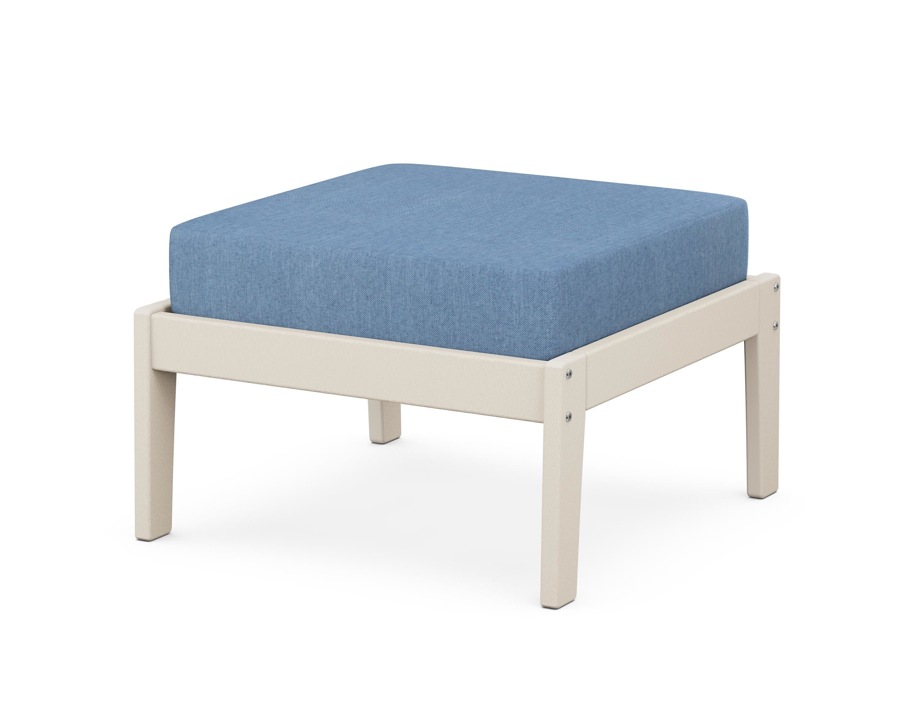 Deep Seating Ottoman in Sand / Sky Blue