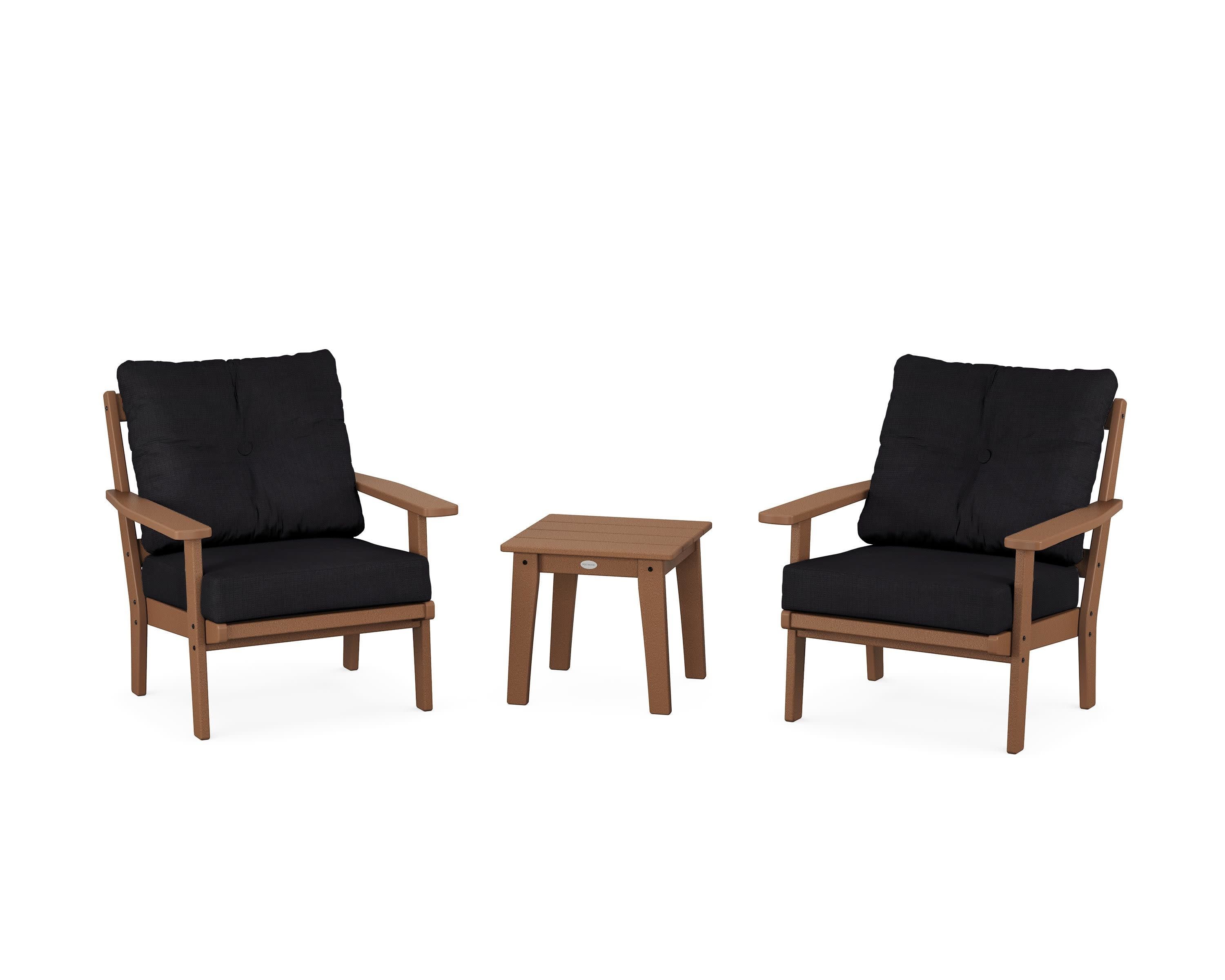 Oxford 3-Piece Deep Seating Set in Teak / Midnight Linen