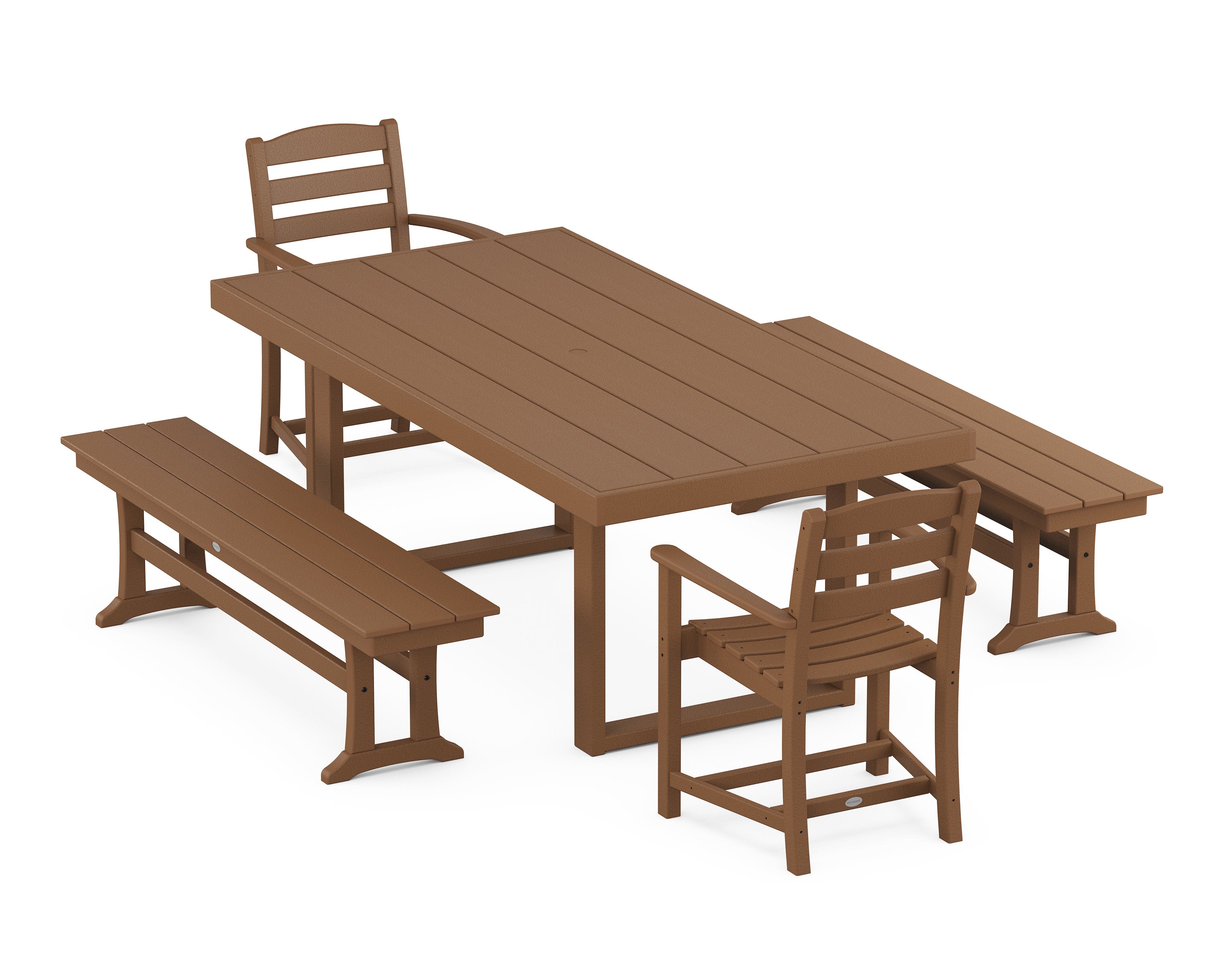 La Casa Caf 5-Piece Dining Set with Benches in Teak
