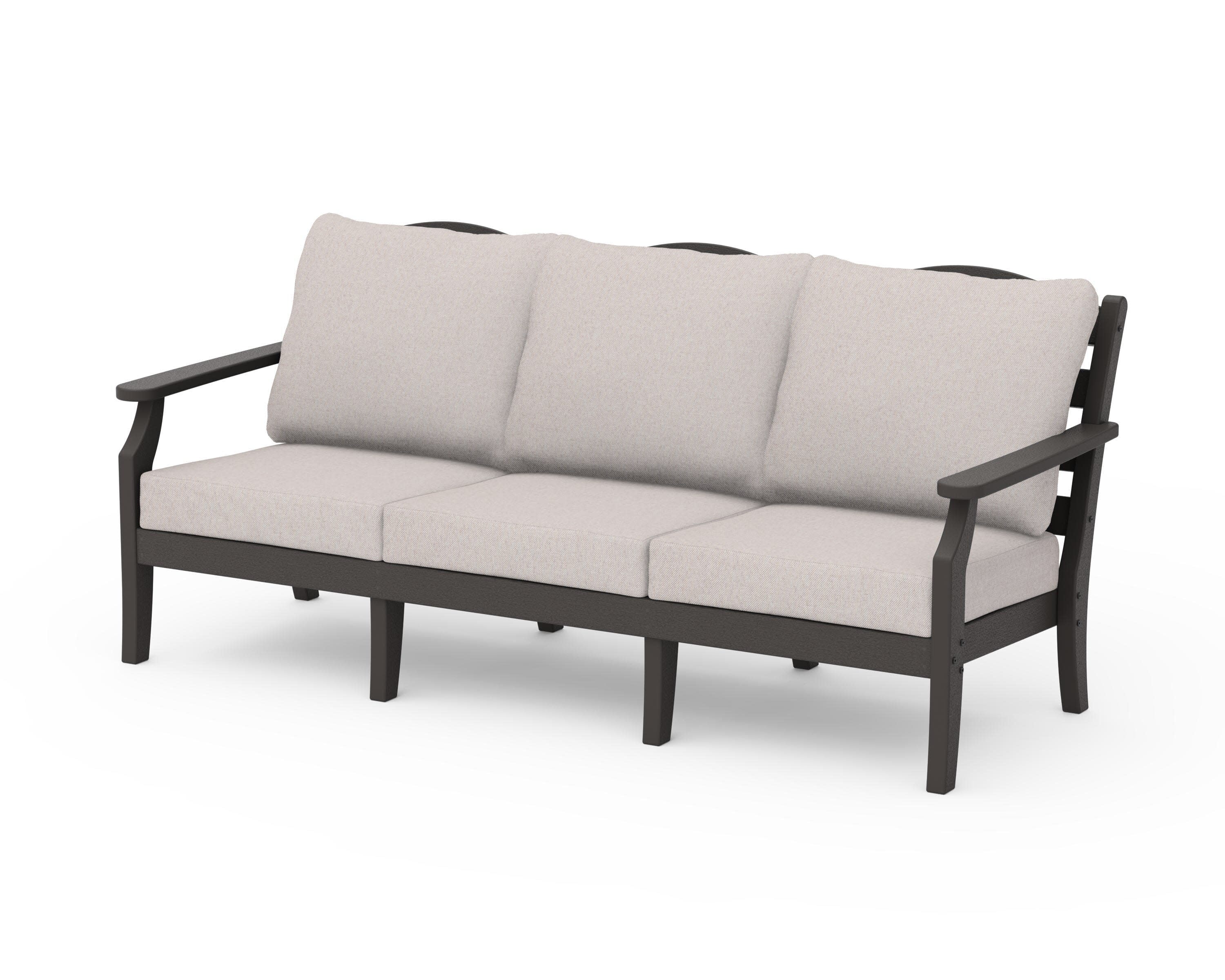 Savannah Deep Seating Sofa in Vintage Coffee / Dune Burlap