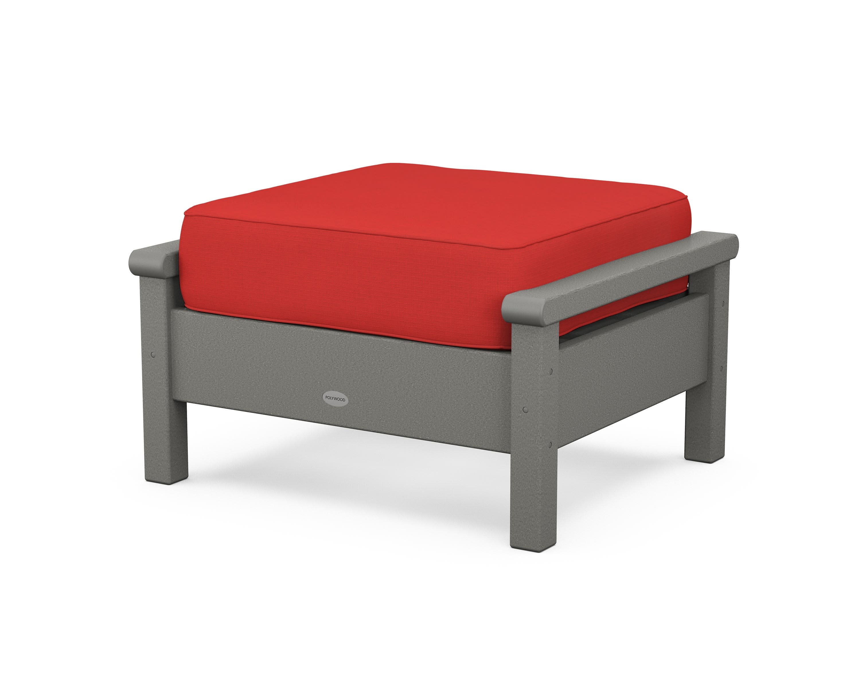 Harbour Deep Seating Ottoman in Slate Grey / Crimson Linen