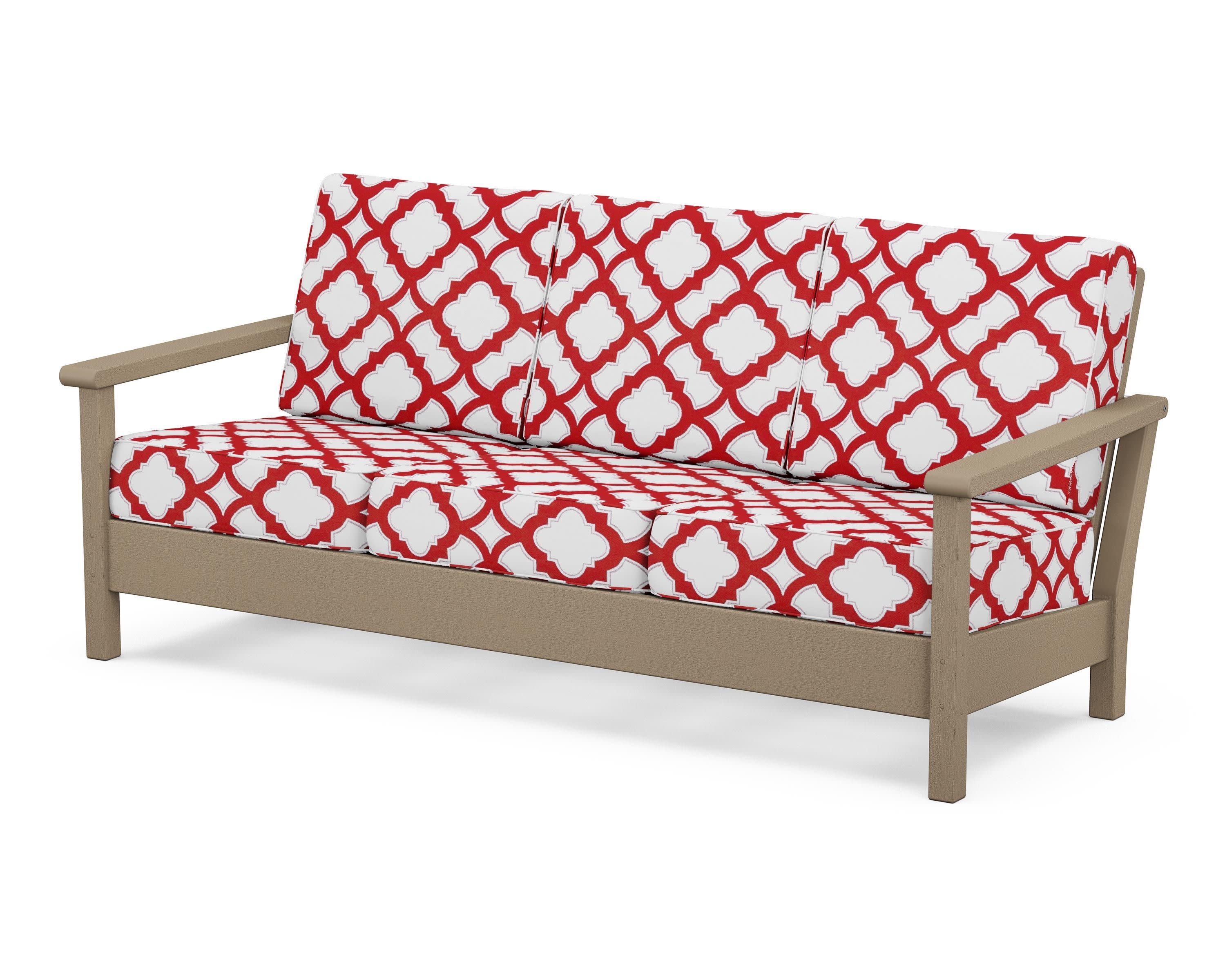 Harbour Deep Seating Sofa in Vintage Sahara / Trellis Crimson