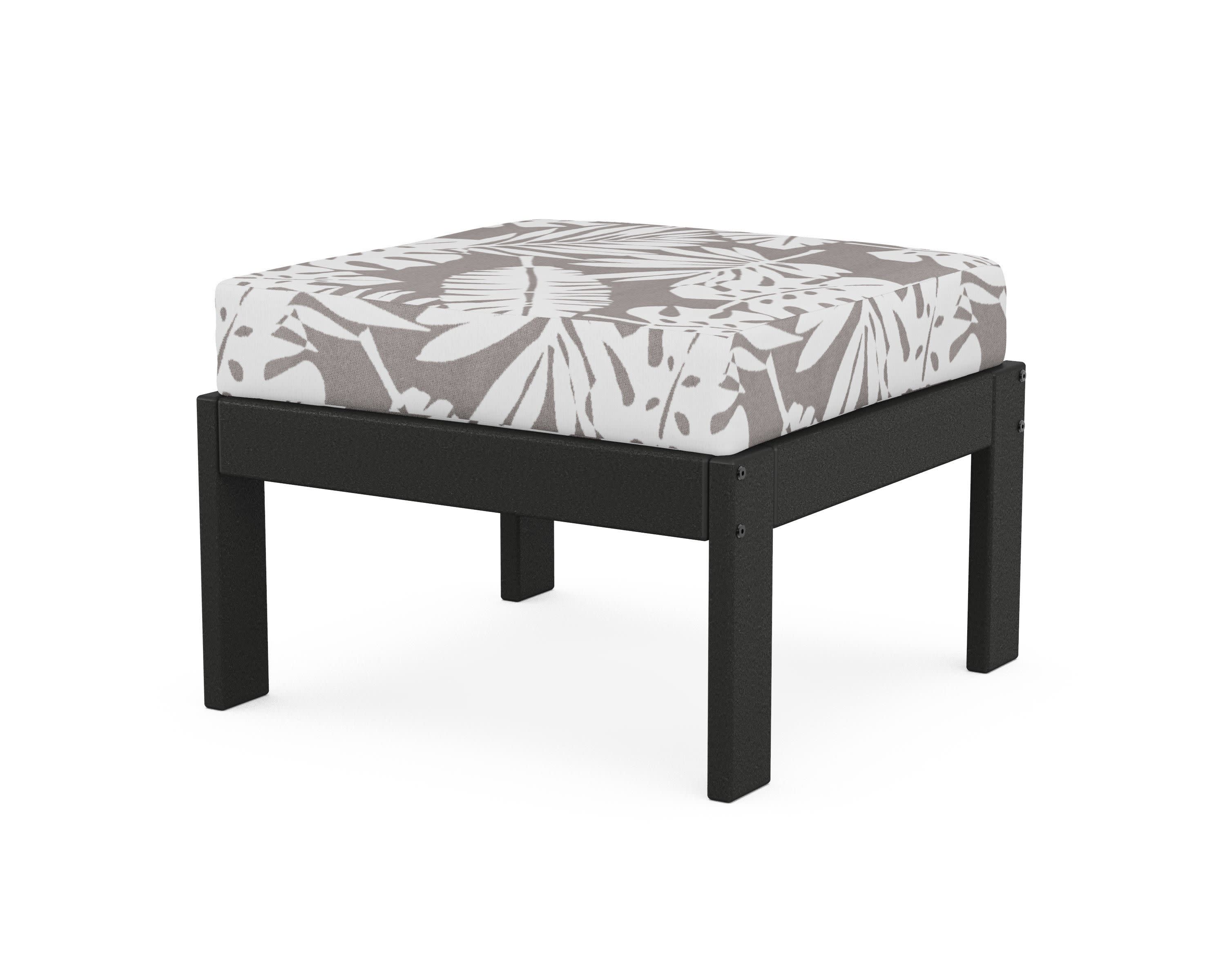 Vineyard Modular Ottoman in Black / Leaf Grey Mist