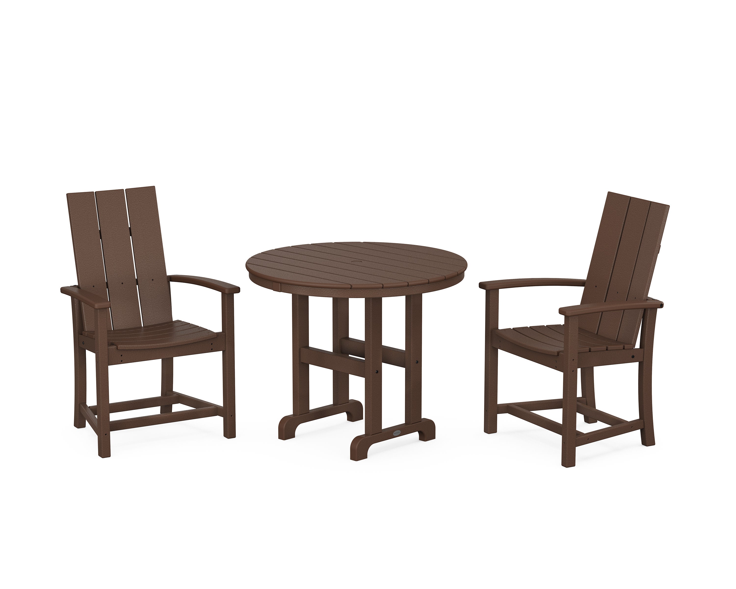 Modern Adirondack 3-Piece Round Farmhouse Dining Set in Mahogany
