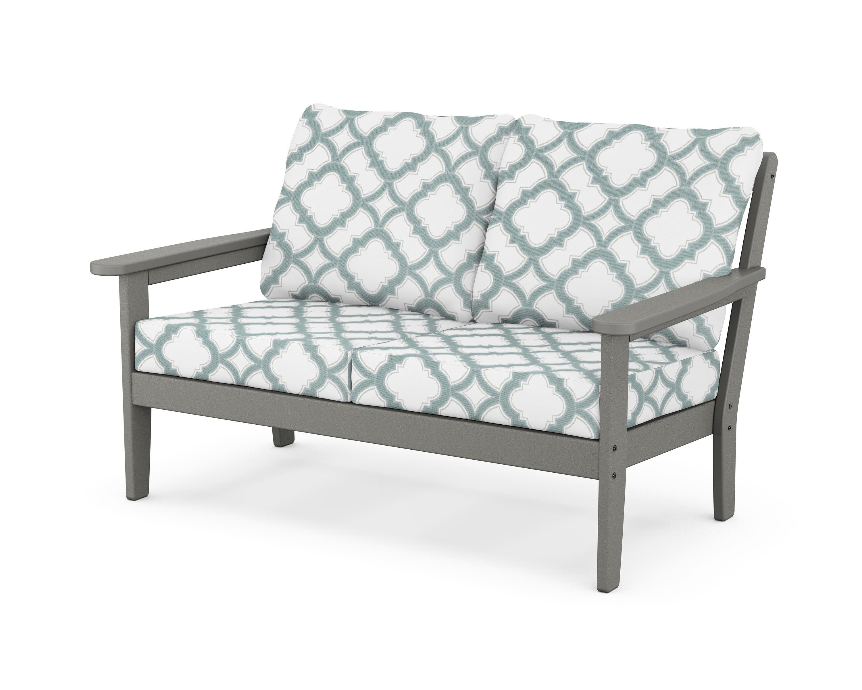 Cottage Deep Seating Loveseat in Slate Grey / Trellis Glacier Spa