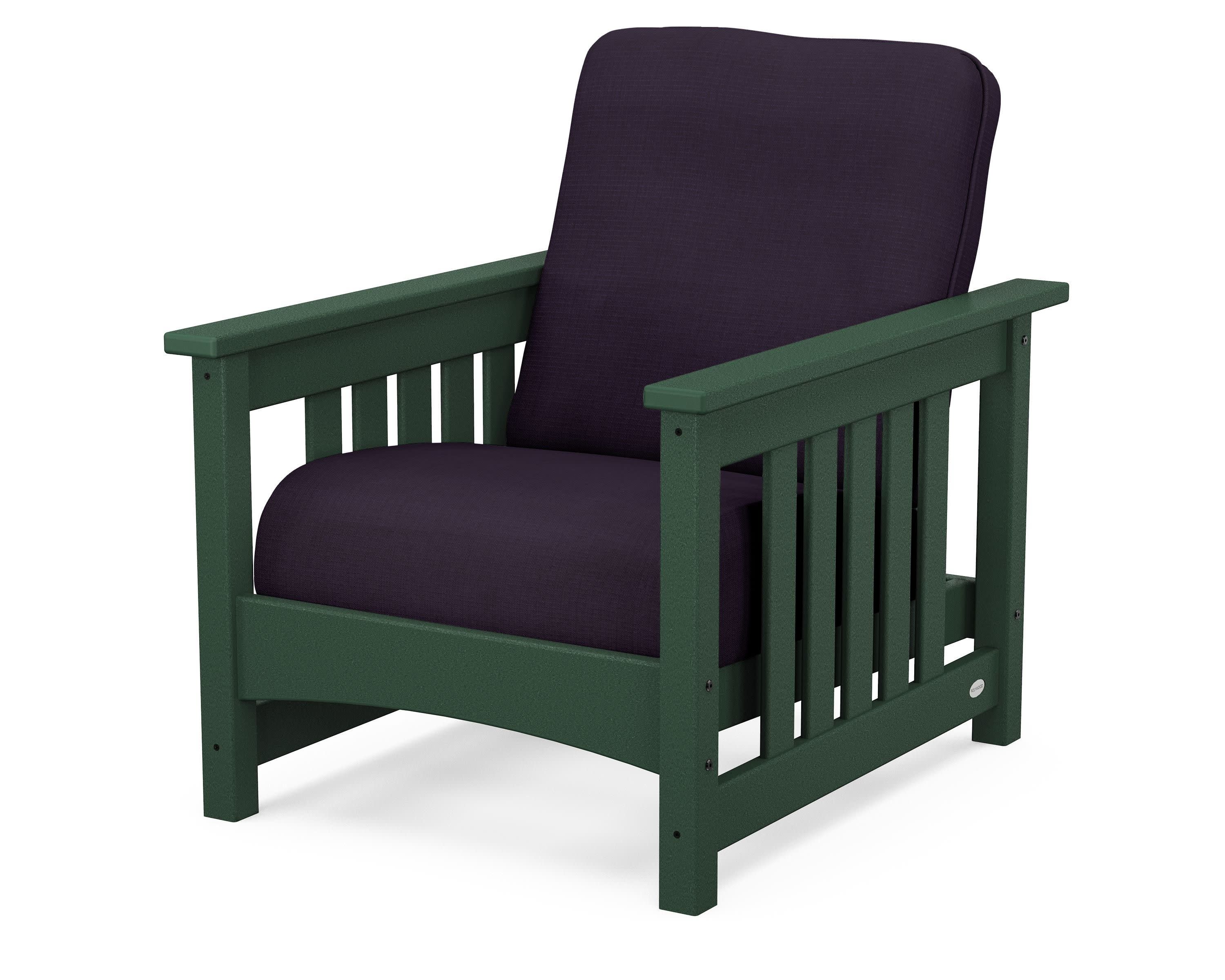Club Mission Chair in Green / Navy Linen