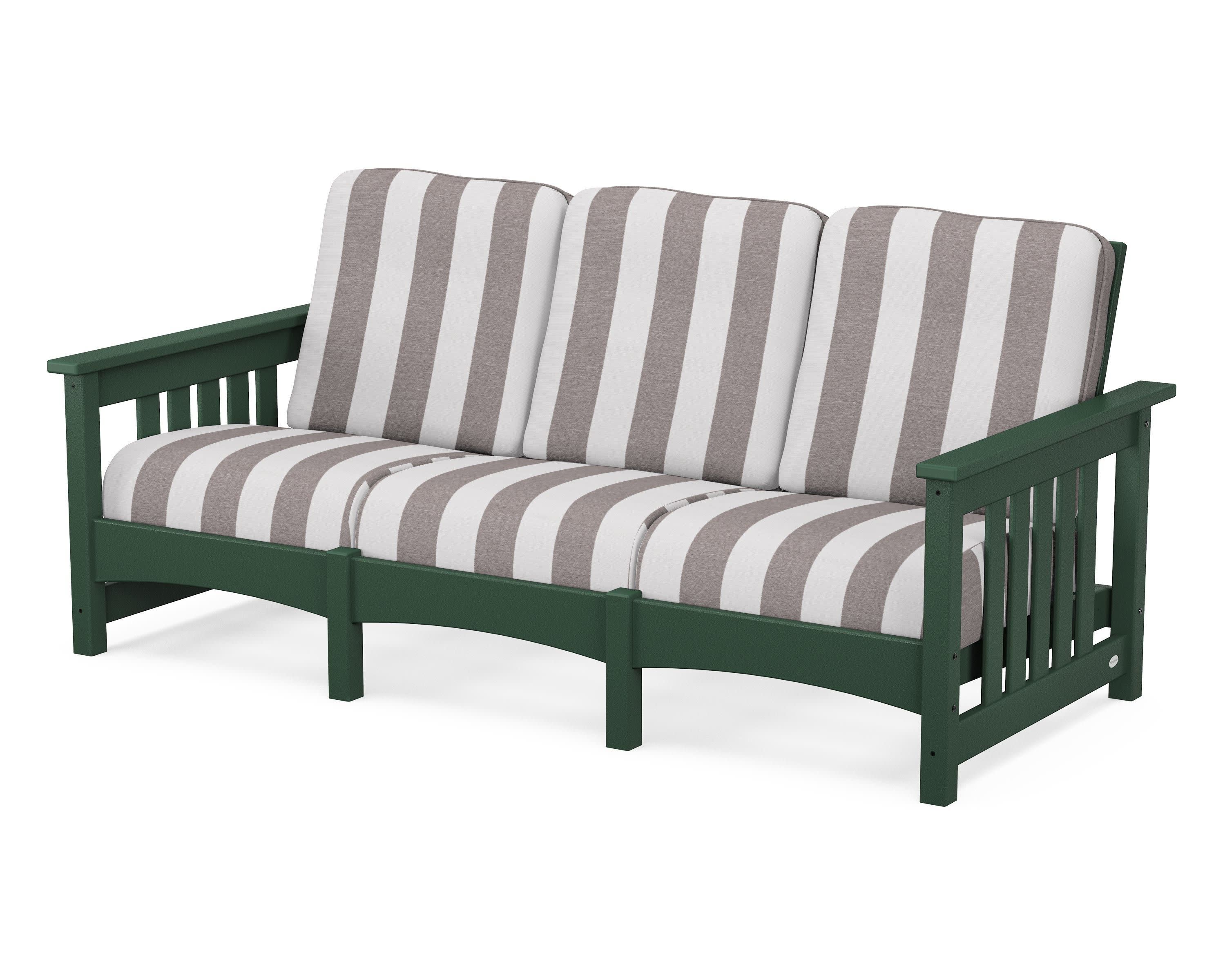 Club Mission Sofa in Green / Cabana Stripe Grey Mist