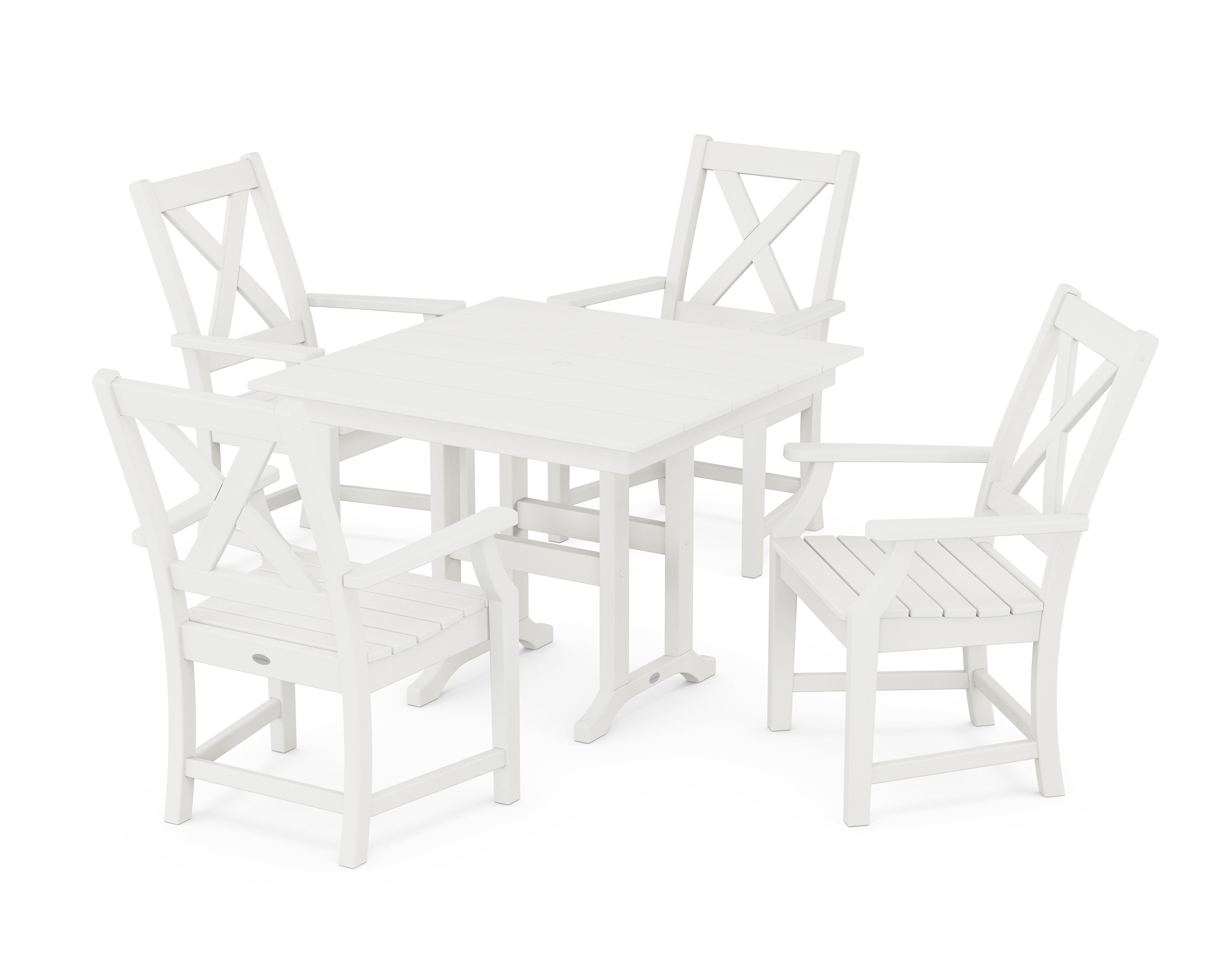 Braxton 5-Piece Farmhouse Dining Set in Vintage White